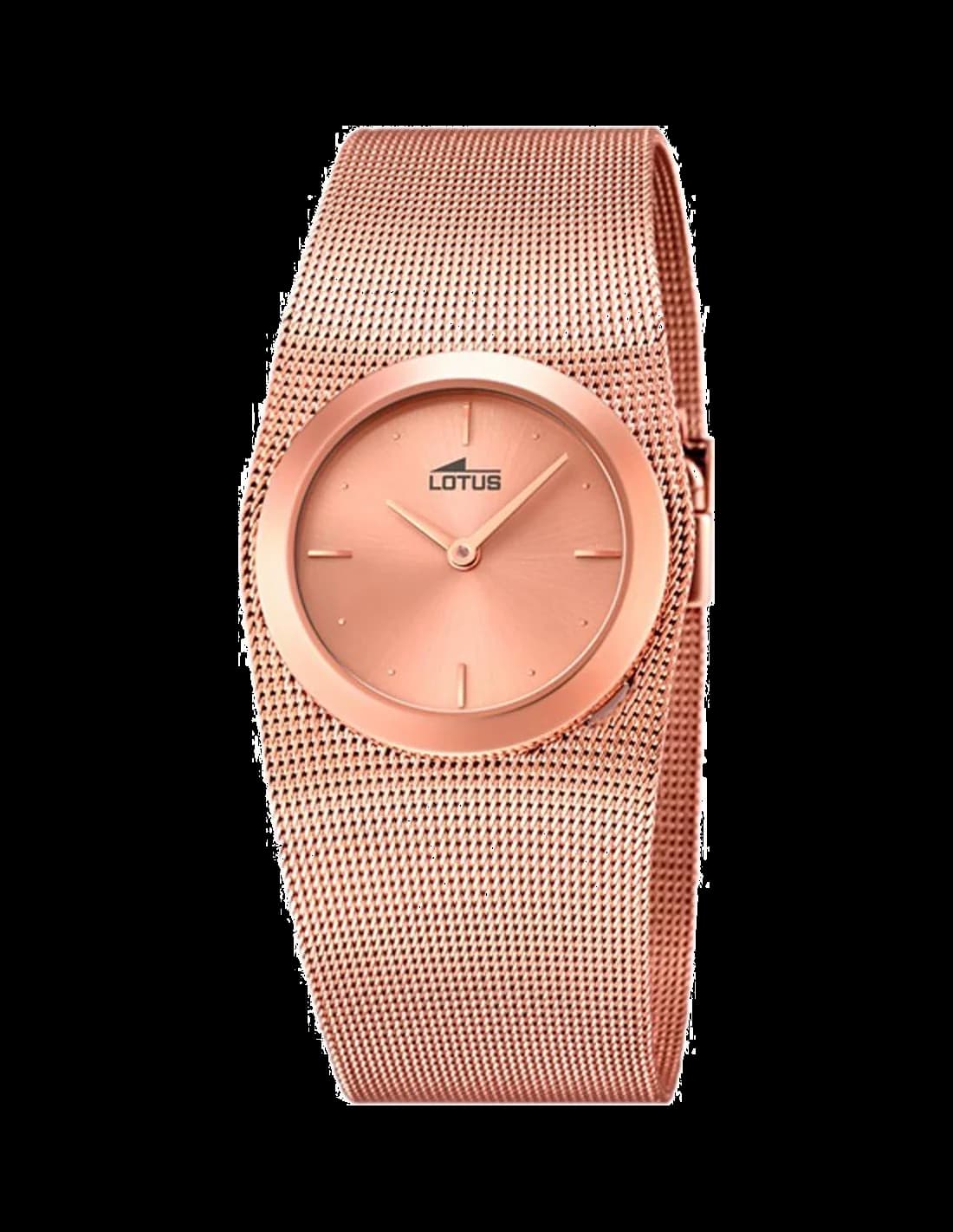 Montre Lotus L18297/1 au cadran blanc perlé et index dorés, bracelet acier or rose