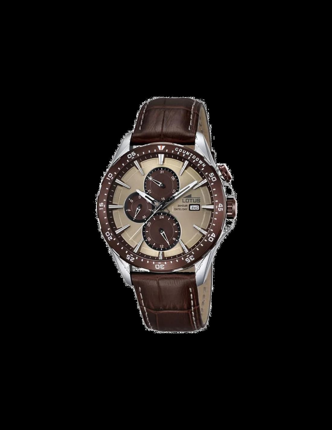 Montre Lotus L18312/2 avec cadran marron soleillé et index dorés, style classique élégant