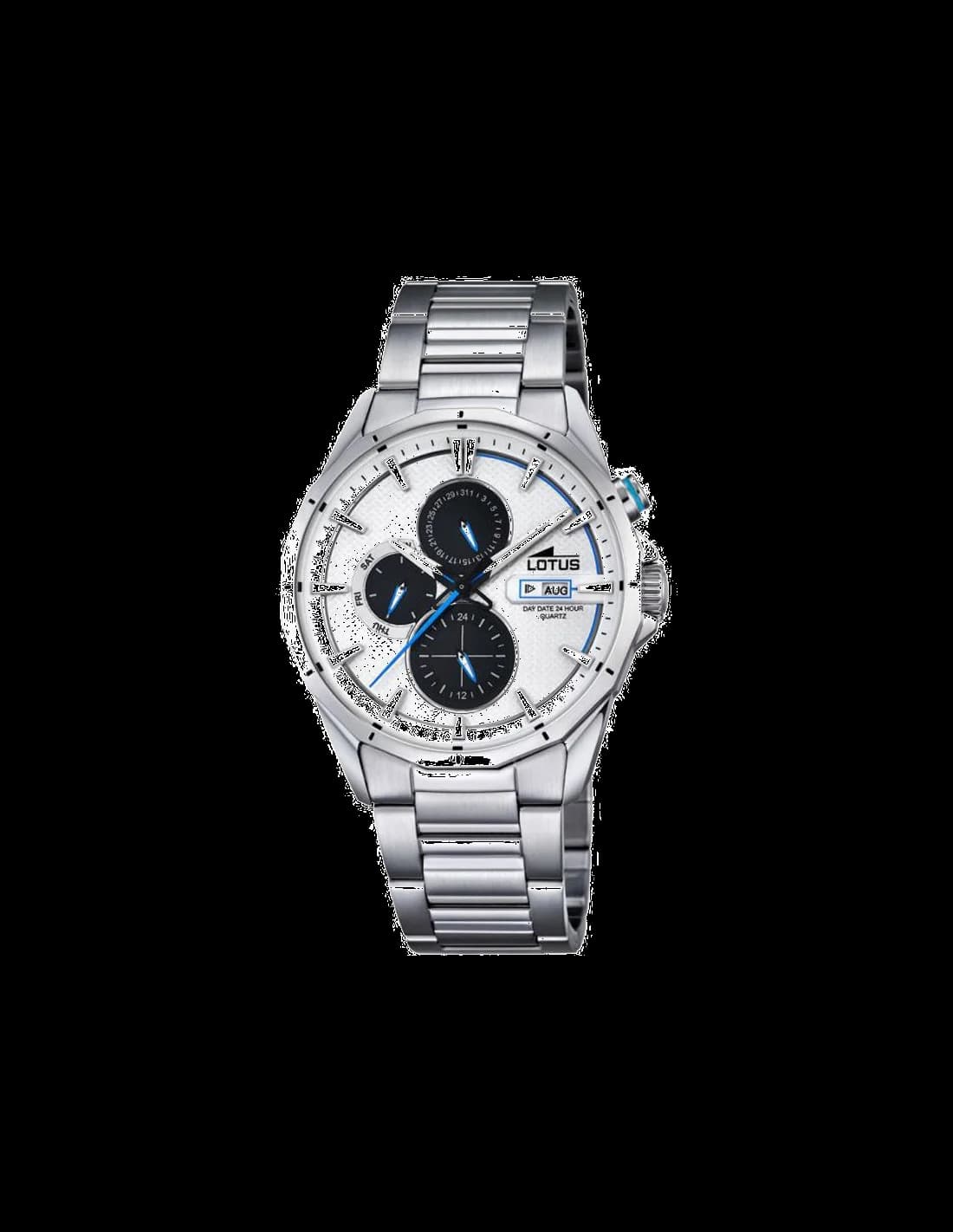 Montre Lotus L18319/1 argentée avec cadran blanc soleillé et index bâtons pour un style classique et épuré