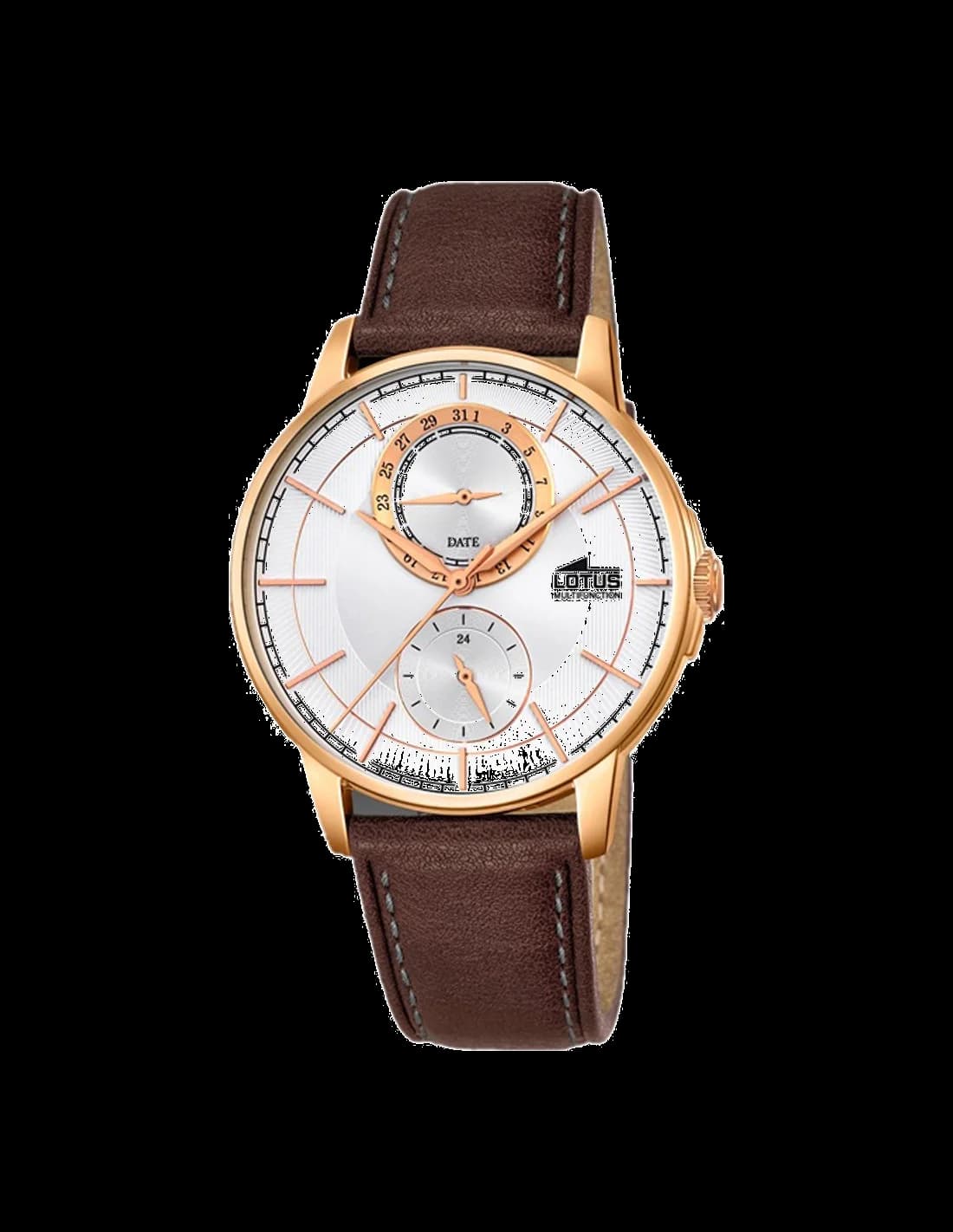 Montre Lotus L18324/1 marron avec cadran soleil chocolat et index dorés pour un style élégant