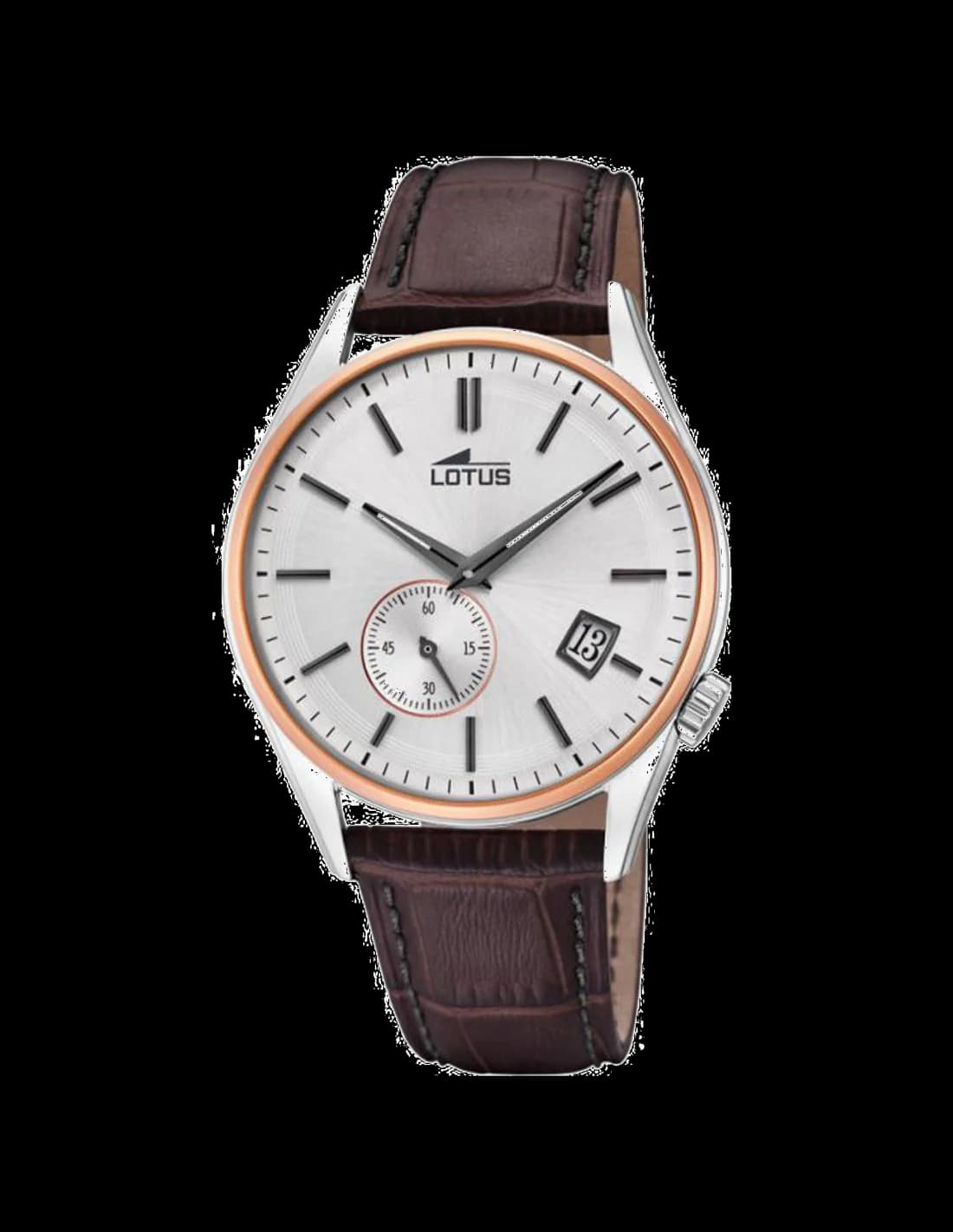 Montre Lotus L18356/1 avec cadran marron soleil et aiguilles dorées, style classique chic