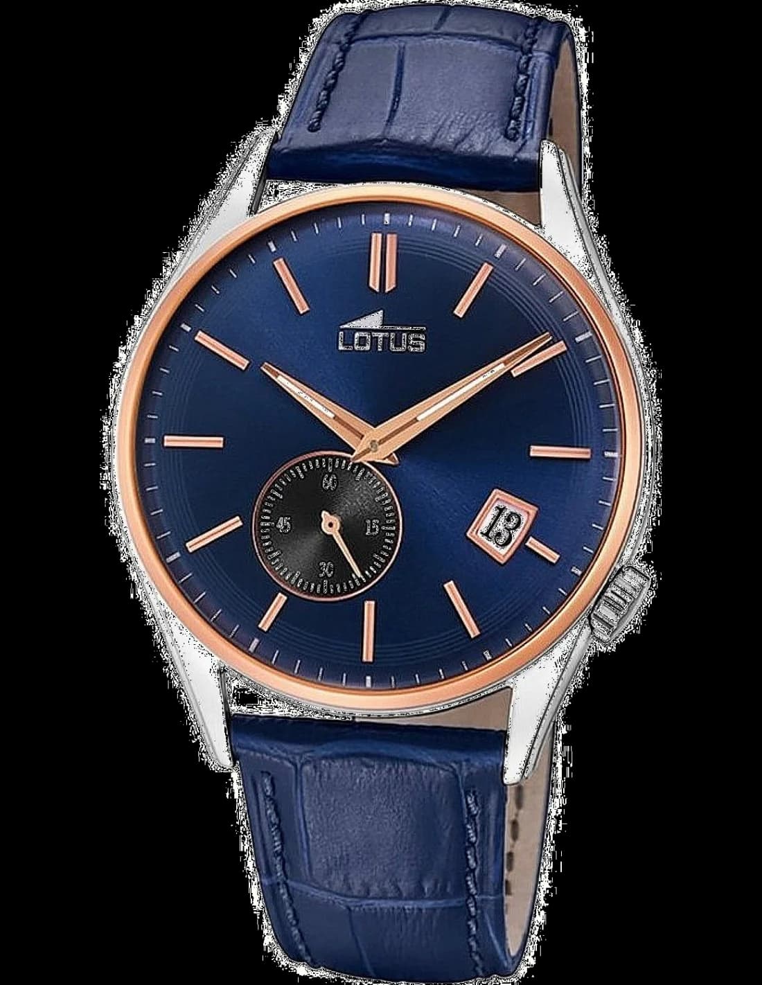 Montre Lotus L18356/2 au cadran bleu soleil avec index bâtons et aiguilles argentées, style classique et élégant