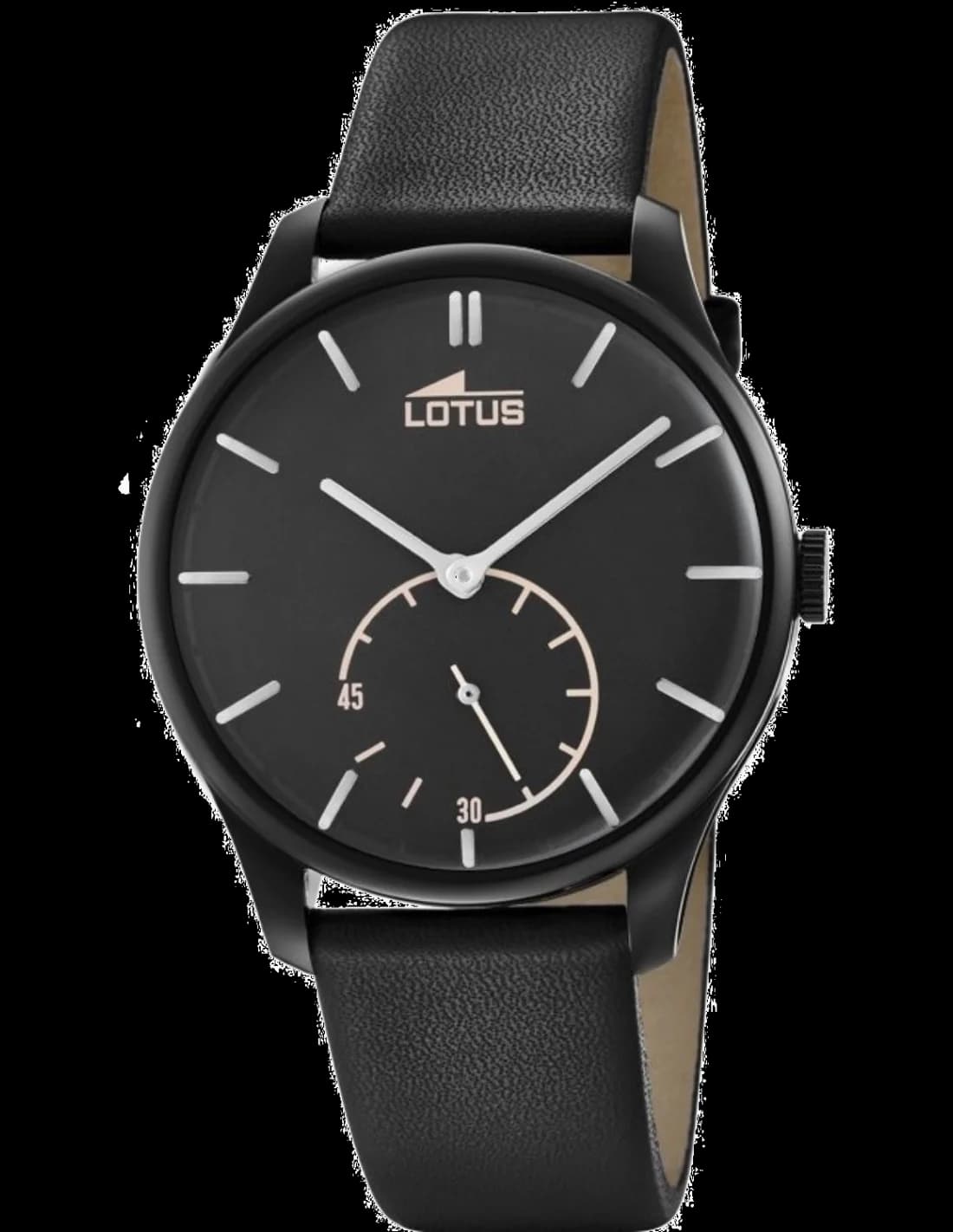Montre Lotus L18360/1 au cadran noir profond et aiguilles argentées, style classique et élégant