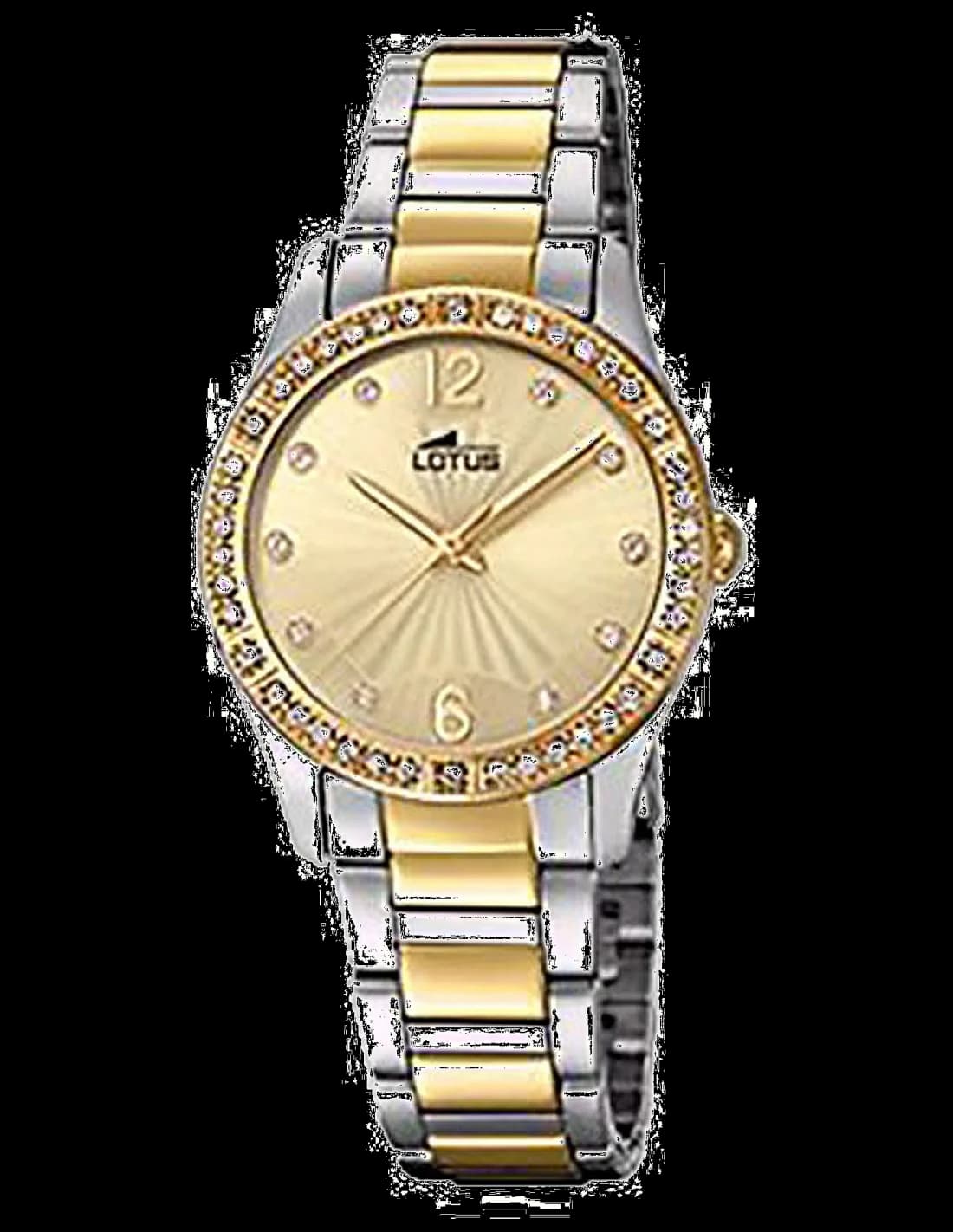 Montre Lotus L18384/1 au cadran blanc nacré avec index dorés et aiguilles en or, style élégant et raffiné