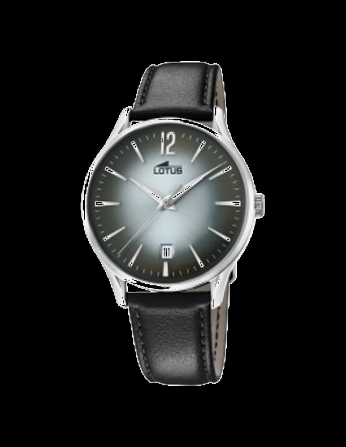 Montre Lotus L18402/4 au cadran noir profond avec finition soleillée et index bâtons argentés