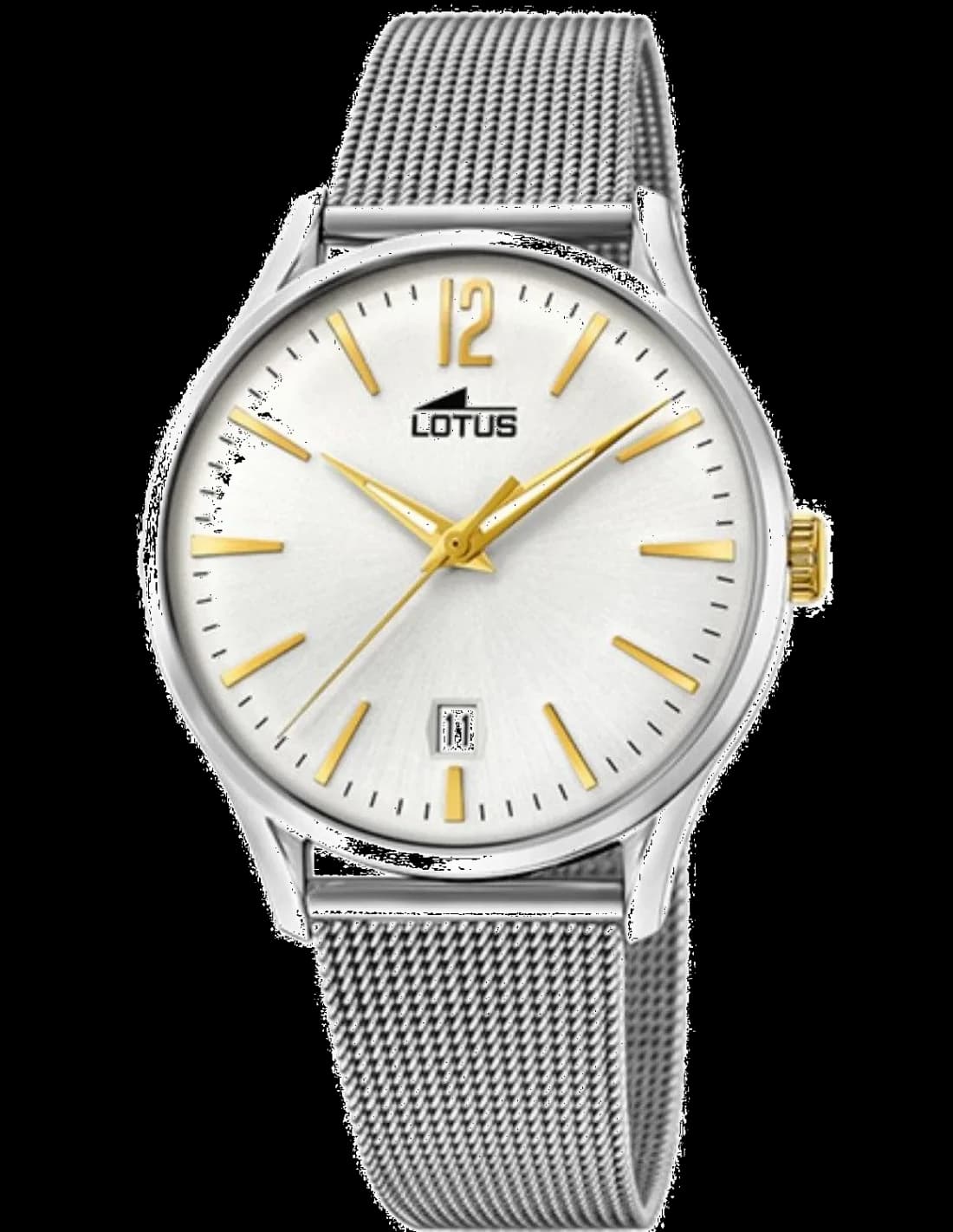 Montre Lotus L18405/1 au cadran argenté soleil et boîtier rond en acier, style classique et élégant