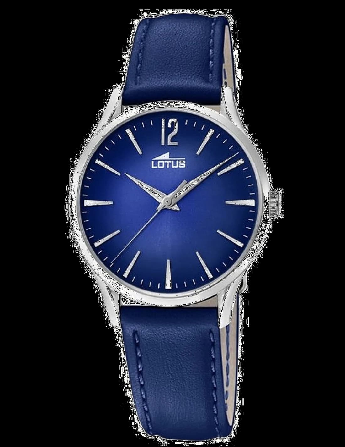 Montre Lotus L18406/5 au cadran bleu soleil avec index dorés et aiguilles facettées pour un style élégant et lumineux