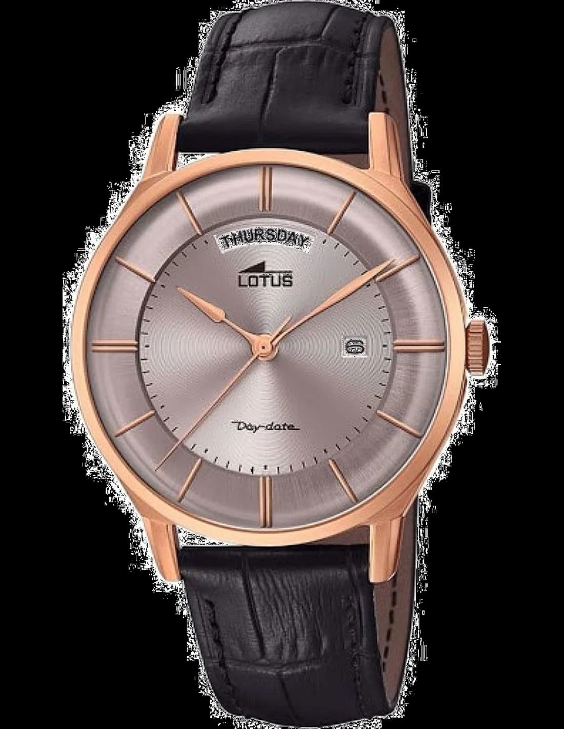 Montre Lotus L18422/1 noire au cadran noir profond, style classique et élégant, aiguilles argentées