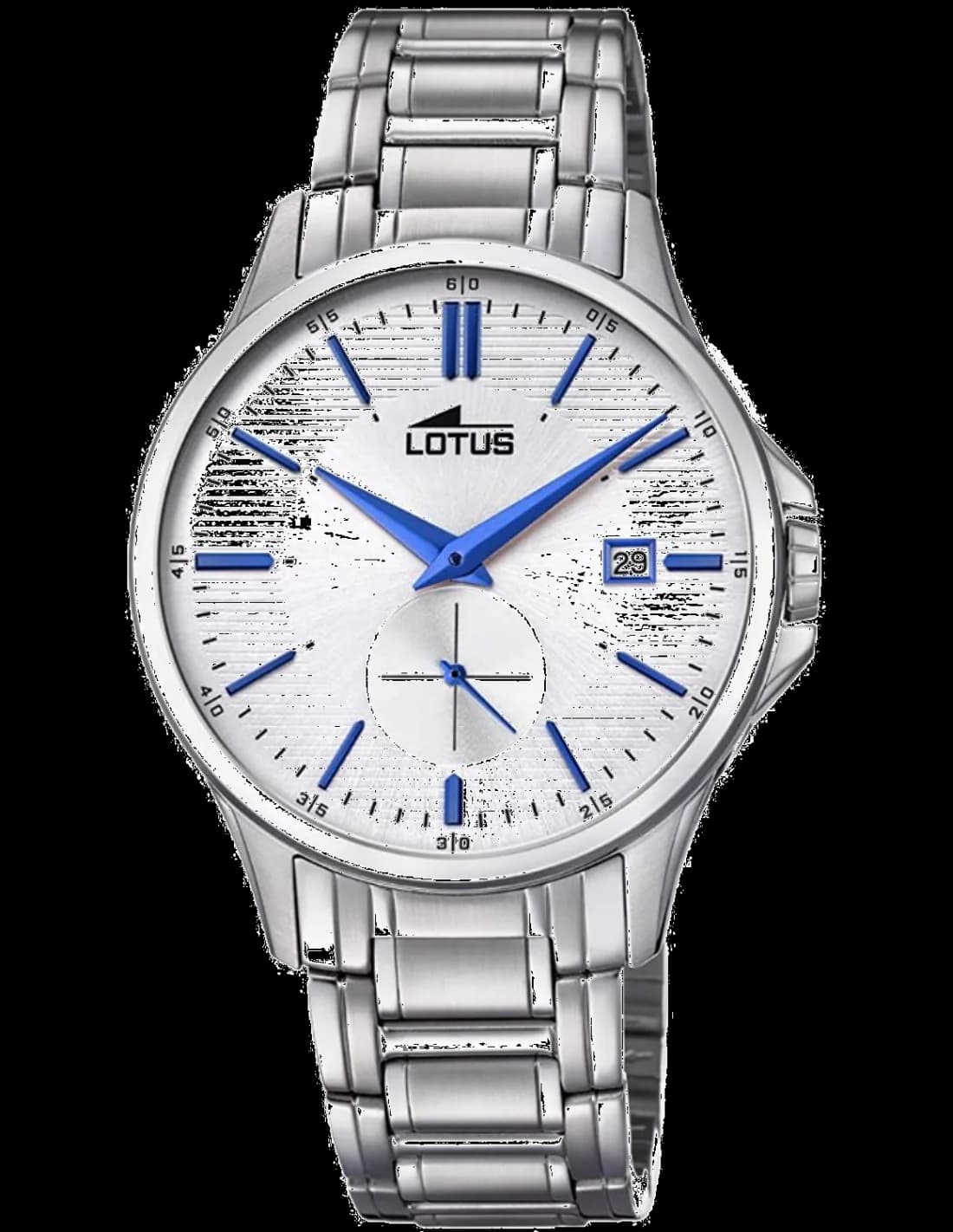 Montre Lotus L18423/1 avec cadran noir élégant, aiguilles argentées et index bâtons pour un style classique