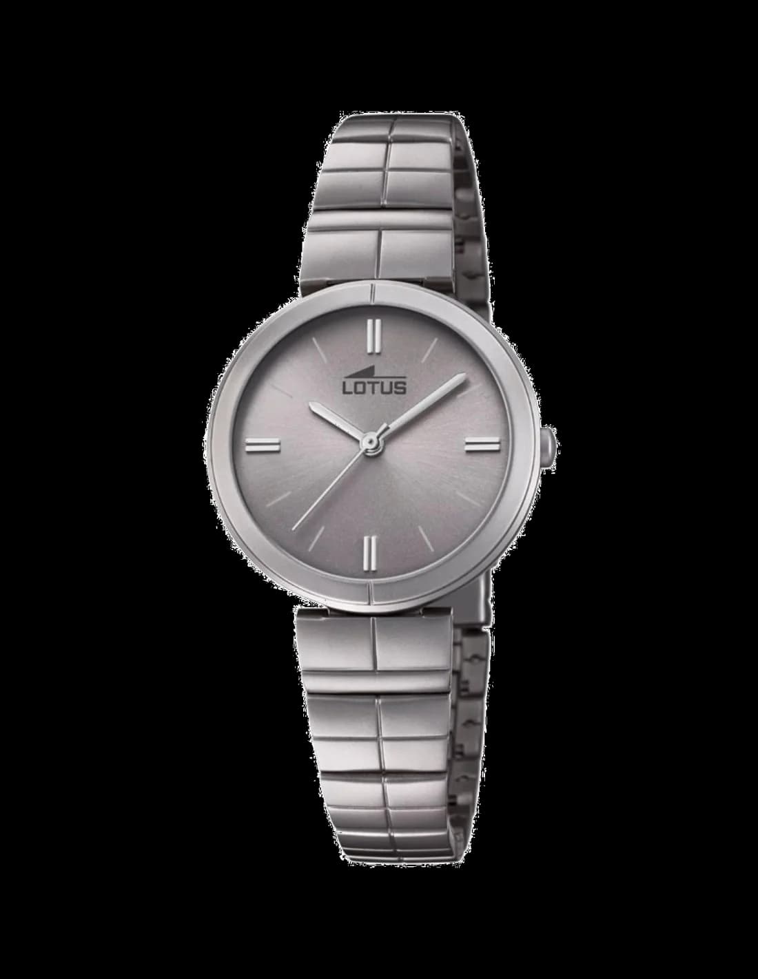 Montre Lotus L18433/1 gris avec cadran scintillant et index argentés, style élégant et moderne
