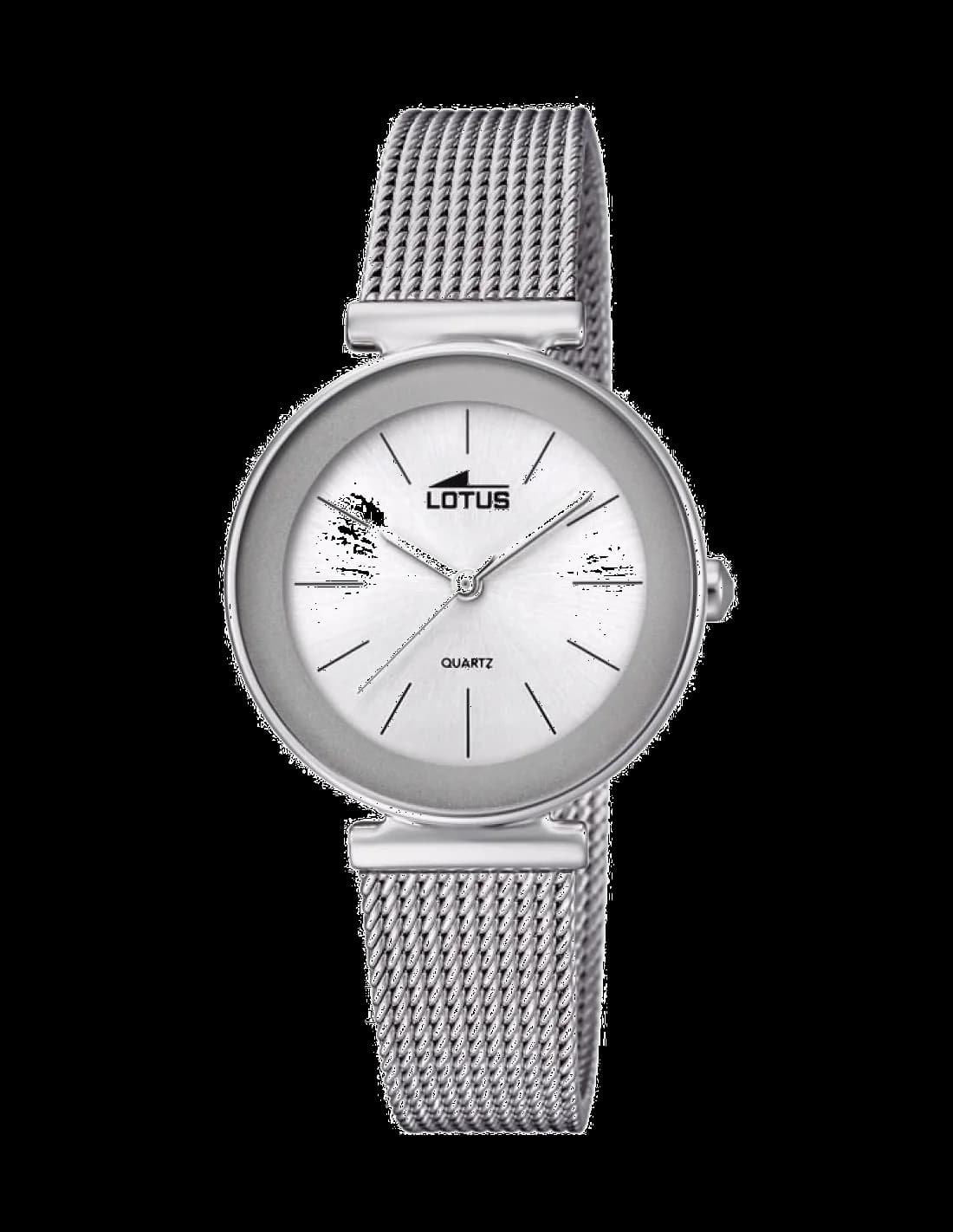 Montre Lotus L18434/1 au cadran blanc nacré avec index dorés et aiguilles bâton, élégance intemporelle