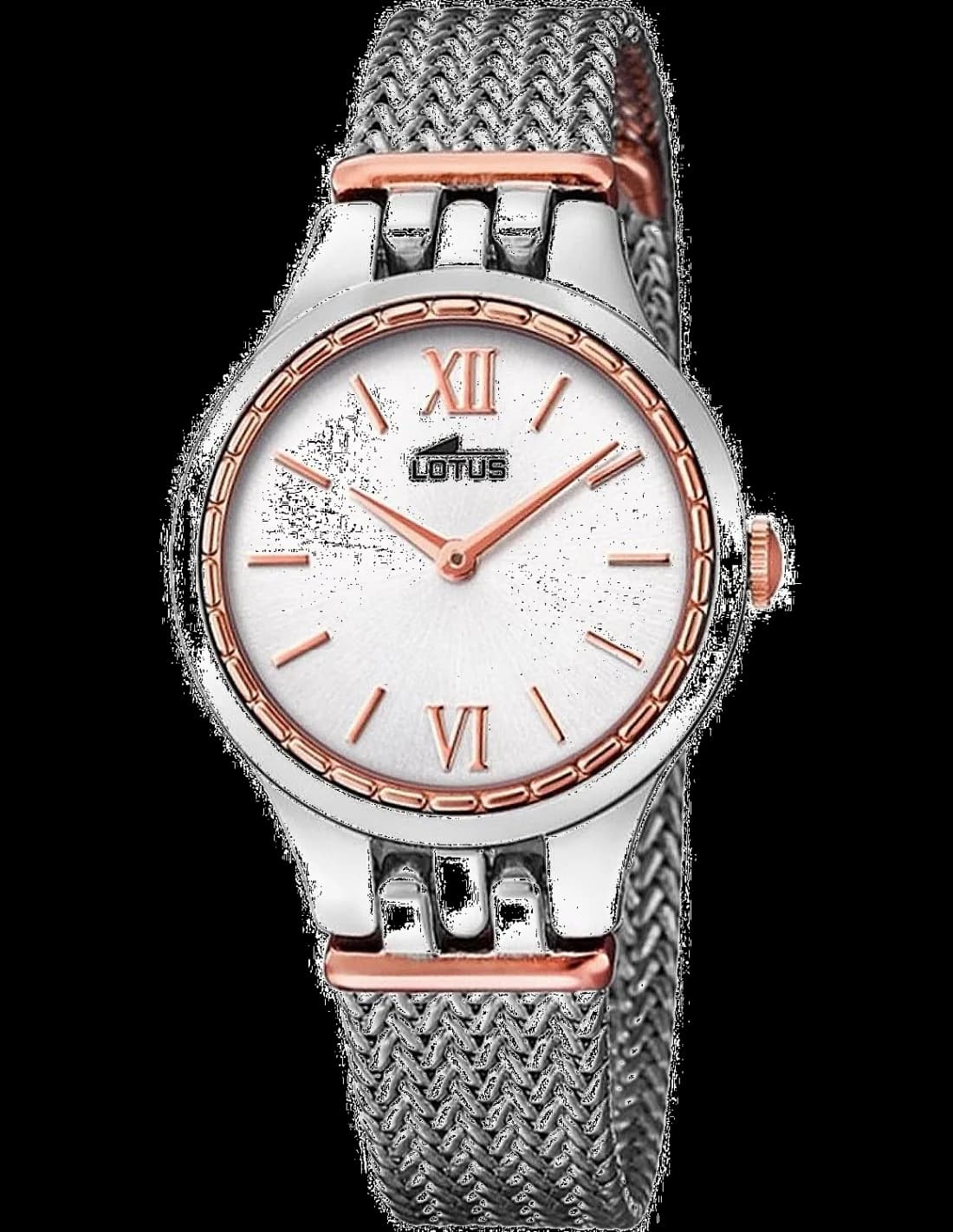 Montre Lotus L18447/2 argentée avec cadran blanc nacré et index dorés, style élégant et lumineux