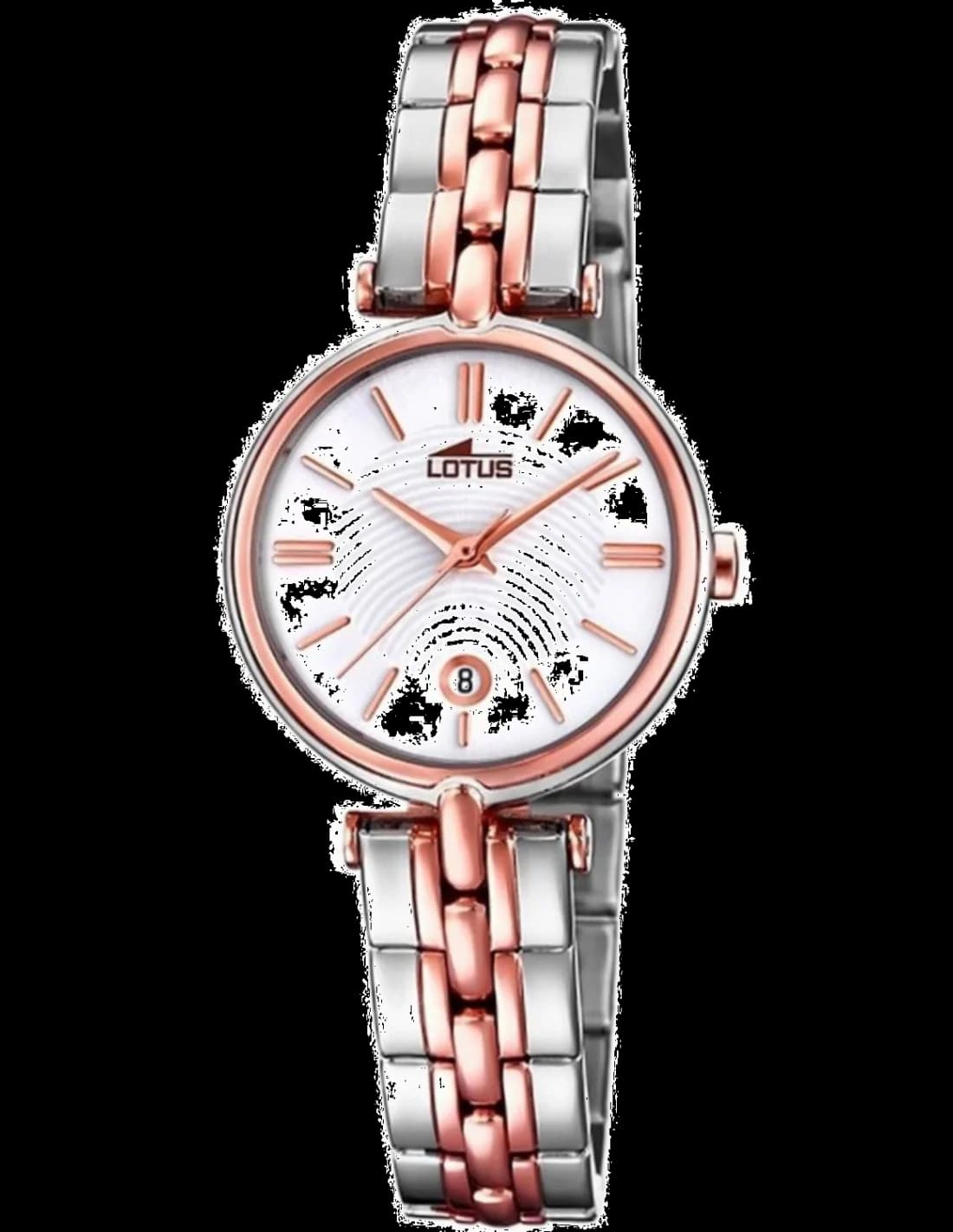 Montre Lotus L18457/2 argentée avec cadran blanc nacré et index dorés, style élégant et féminin