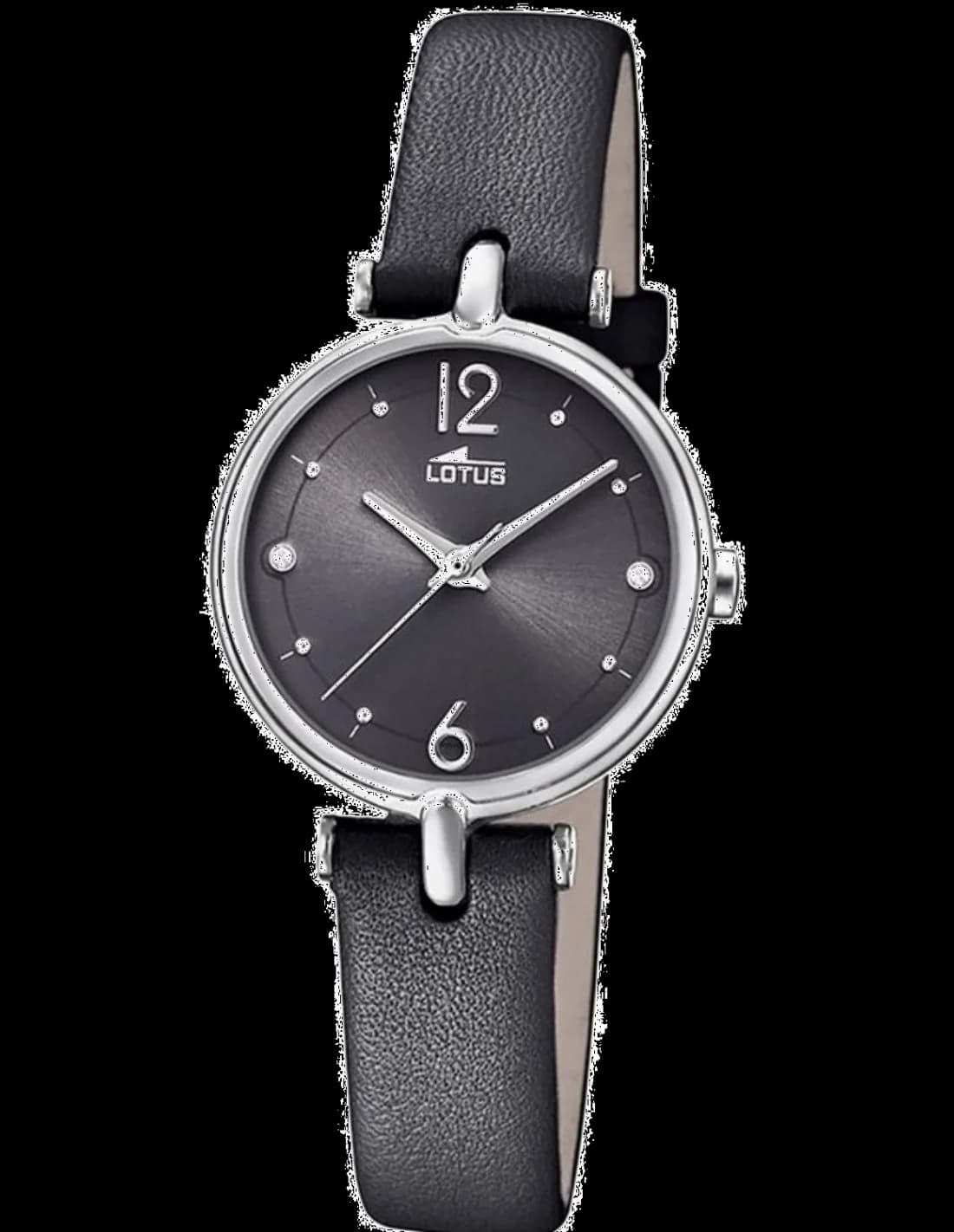 Montre Lotus L18458/2 au cadran noir profond et aiguilles dorées, style élégant et intemporel