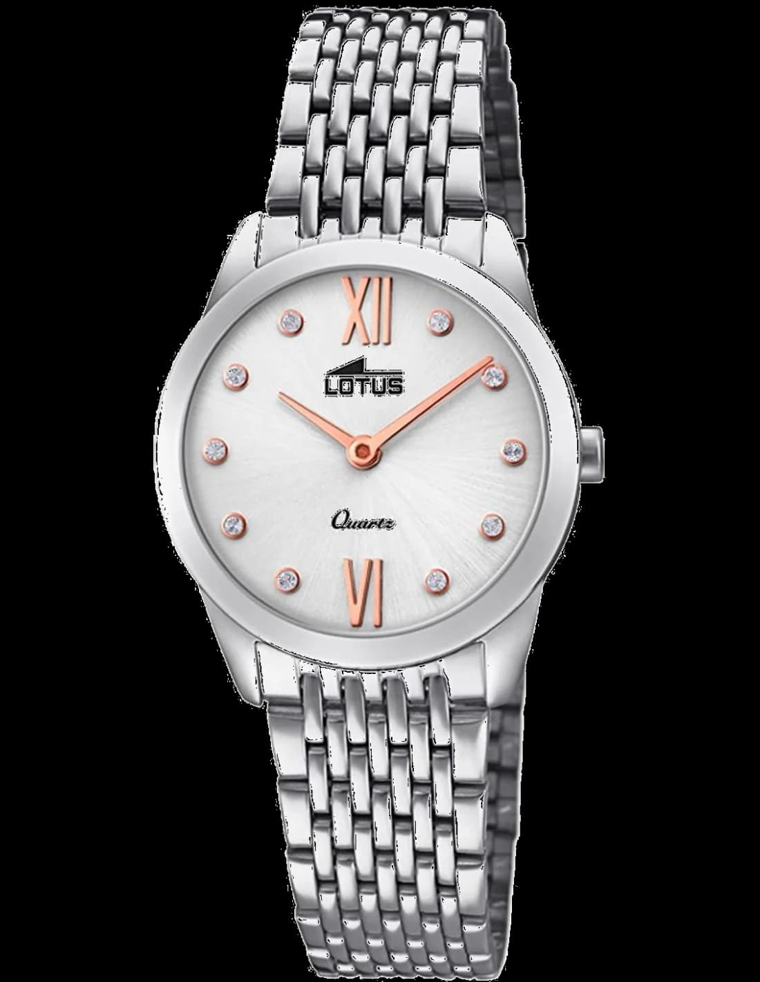 Montre Lotus L18476/1 au cadran blanc minimaliste avec aiguilles dorées et index bâtons, style élégant et épuré