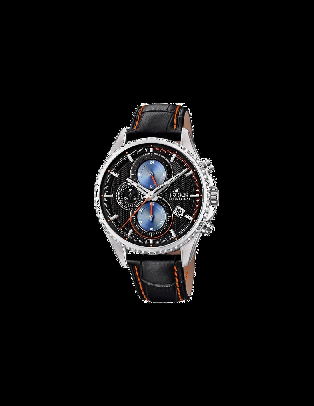 Montre Lotus L18527/5 avec cadran noir sobre et aiguilles argentées lumineuses, style classique intemporel