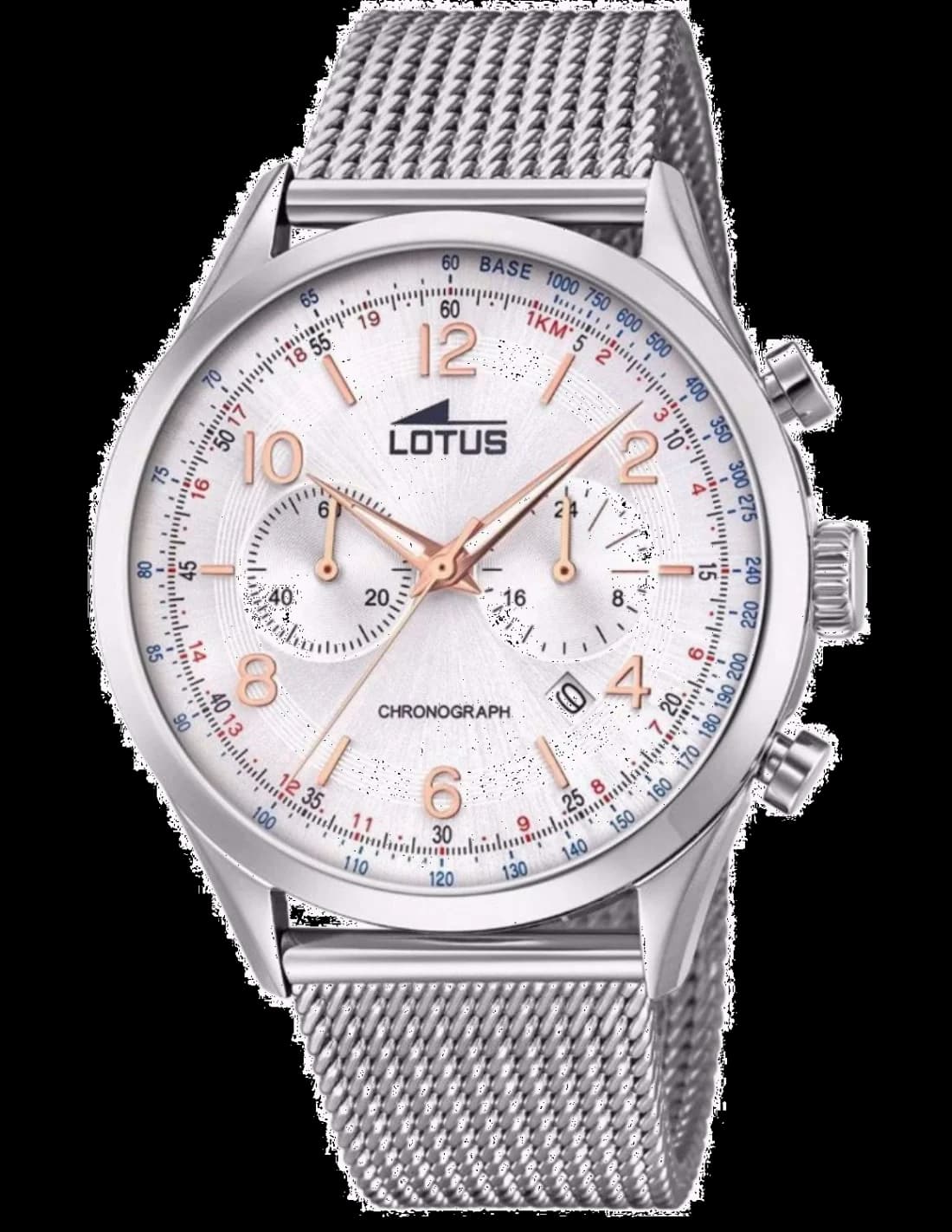 Montre Lotus L18555/1 au cadran blanc argenté avec index dorés et trotteuse centrale, style classique élégant