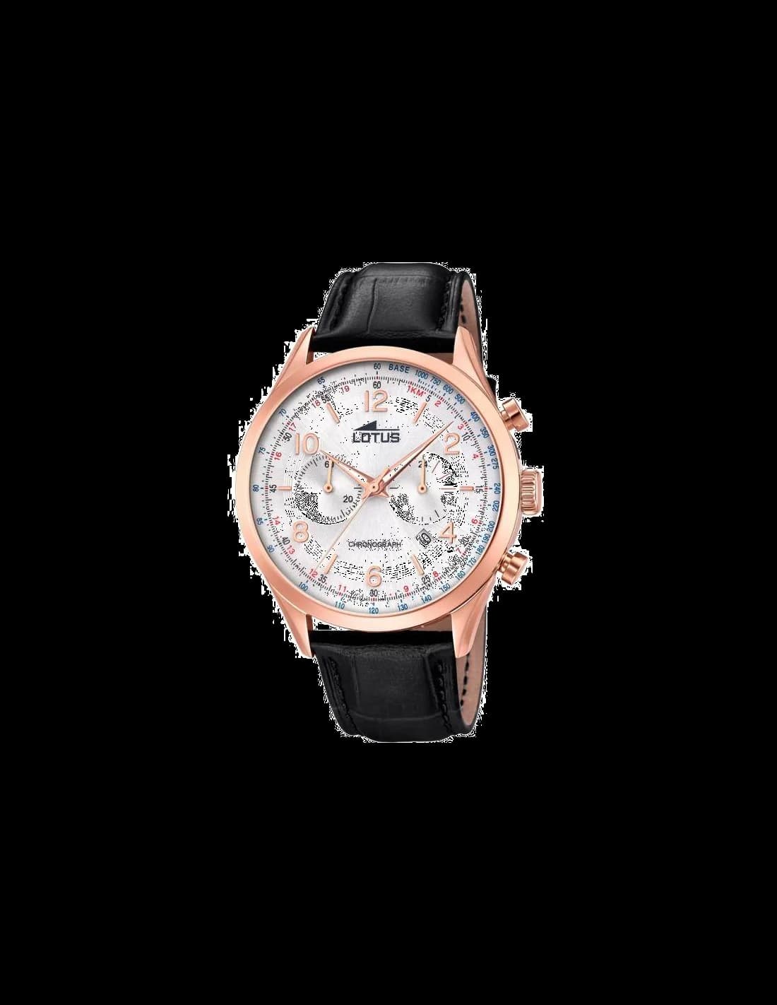 Montre Lotus L18558/2 au cadran noir profond, aiguilles argentées et index bâtons, style classique et élégant
