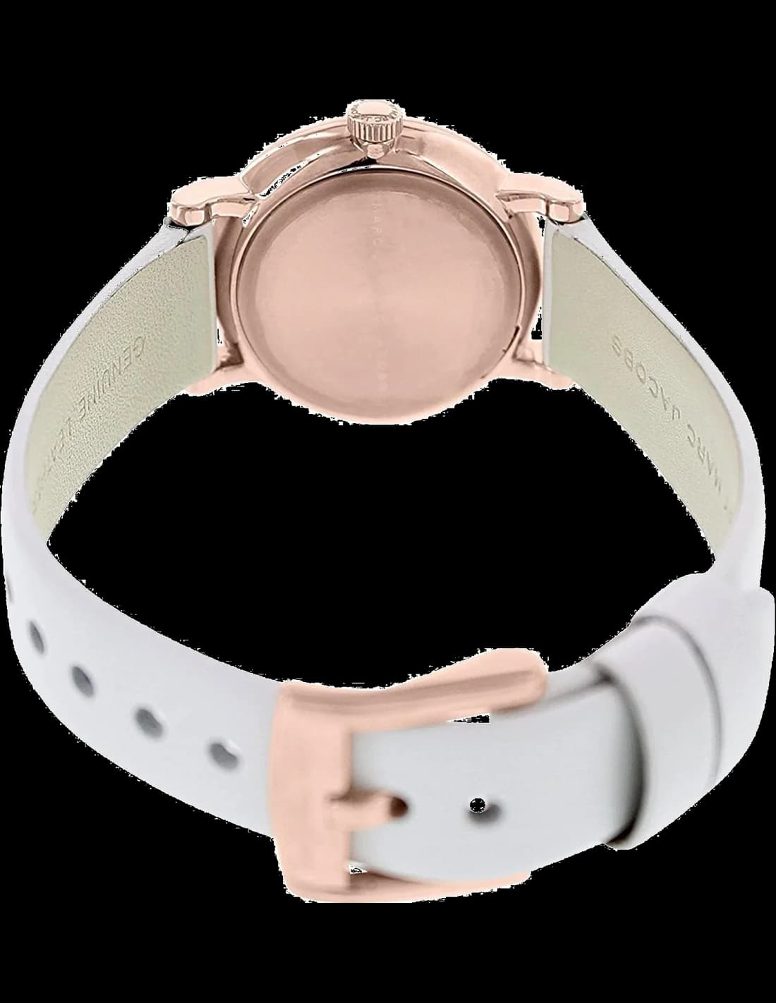 Bracelet Marc Jacobs MBM1284 en cuir blanc, boucle ardillon dorée, allure chic et intemporelle