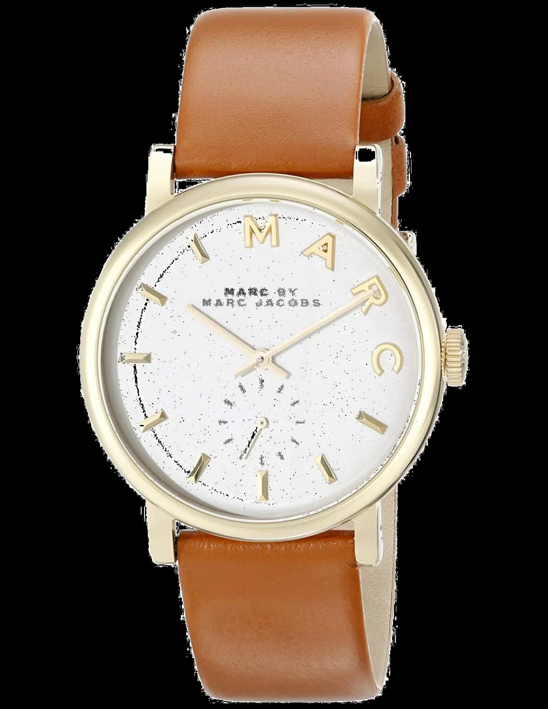 Montre Marc Jacobs MBM1316 au cadran blanc avec index dorés et aiguilles dorées, style chic et raffiné