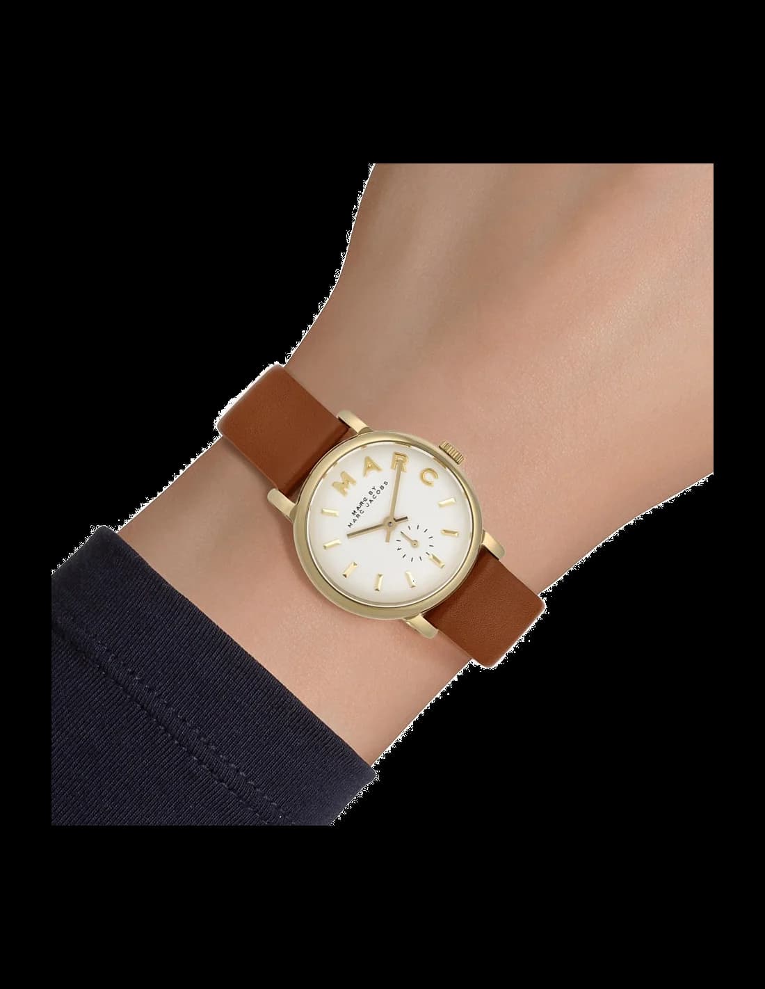 Bracelet Marc Jacobs MBM1317 en cuir marron cousu main avec boucle ardillon en acier