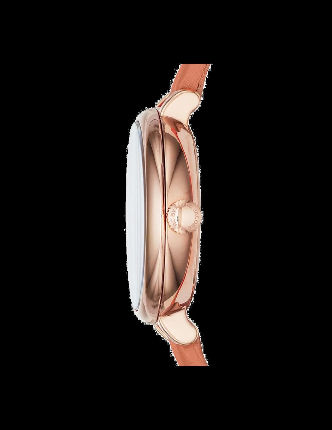 Montre Marc Jacobs MBM1355 au cadran orange vif avec index bâtons et aiguilles argentées, style moderne et féminin