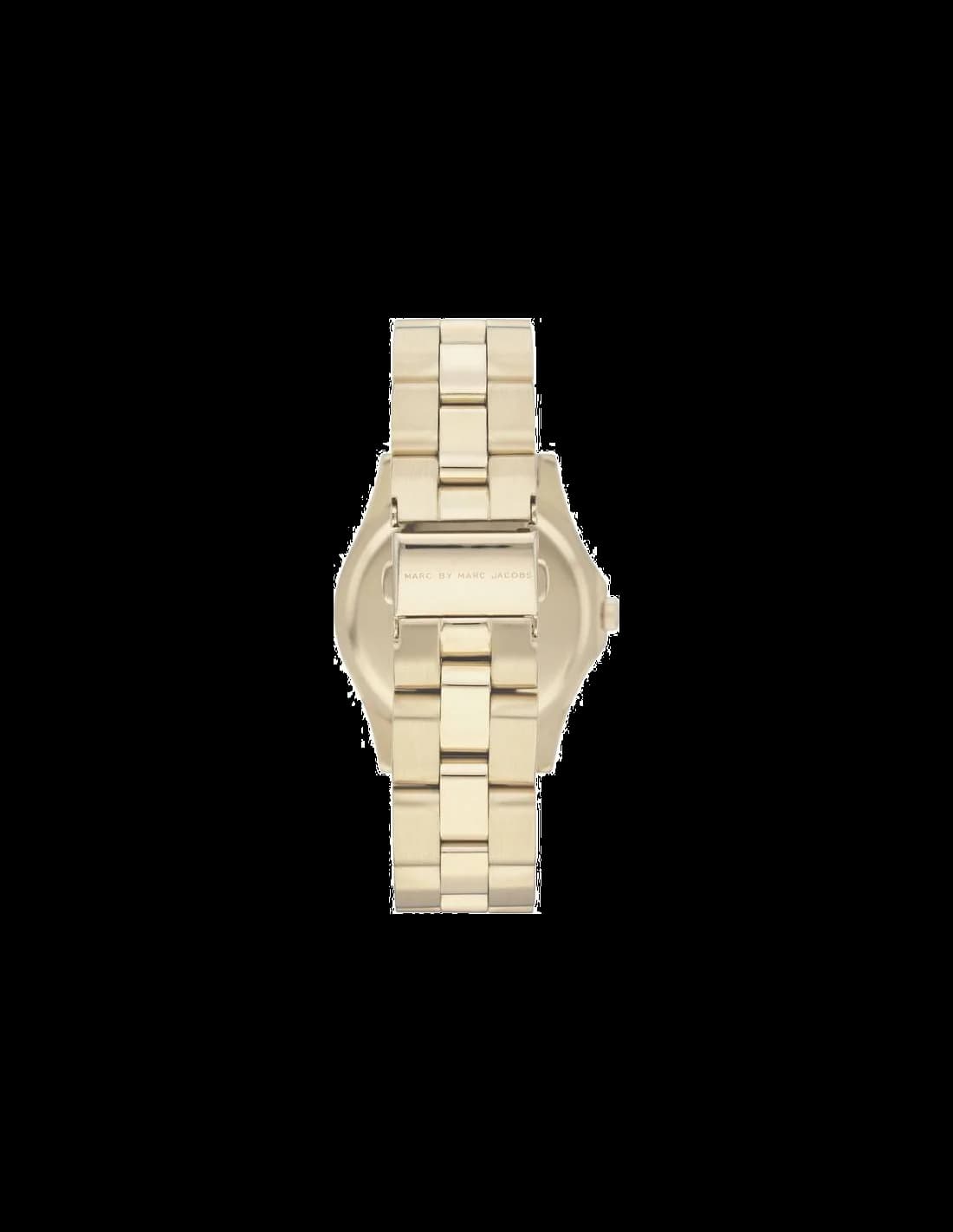 Cadran Marc Jacobs MBM3126 avec cadran blanc, index bâtons dorés et aiguilles fines