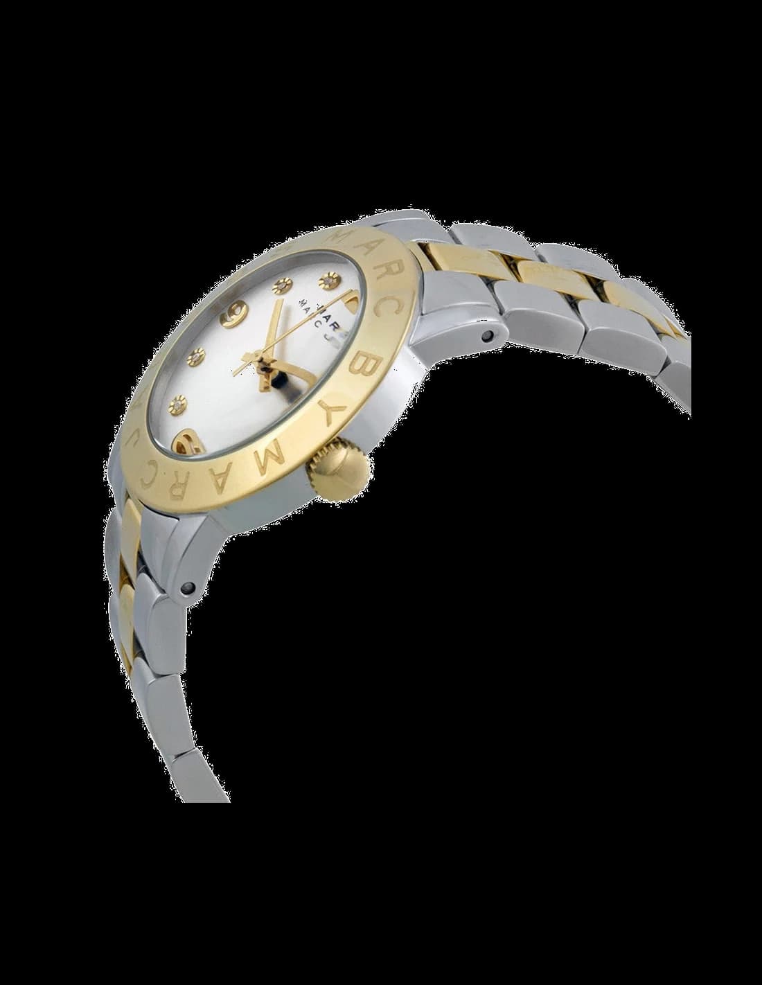 Cadran Marc Jacobs MBM3139 aux index bâtons appliqués et aiguilles dauphine dorées