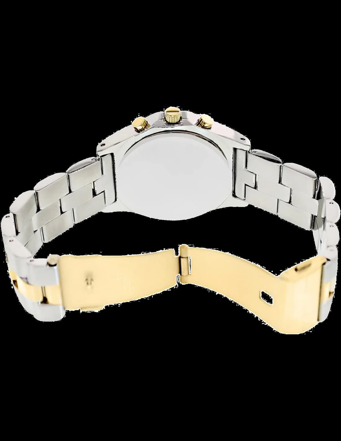 Bracelet Marc Jacobs MBM3177 en acier bicolore argenté et doré, maillons milanais, fermoir déployante