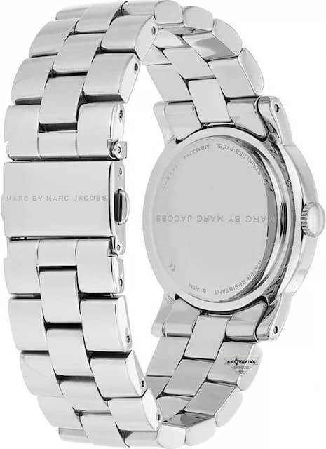 Bracelet Marc Jacobs MBM3214 en acier inoxydable argenté à maillons, boucle déployante sécurisée