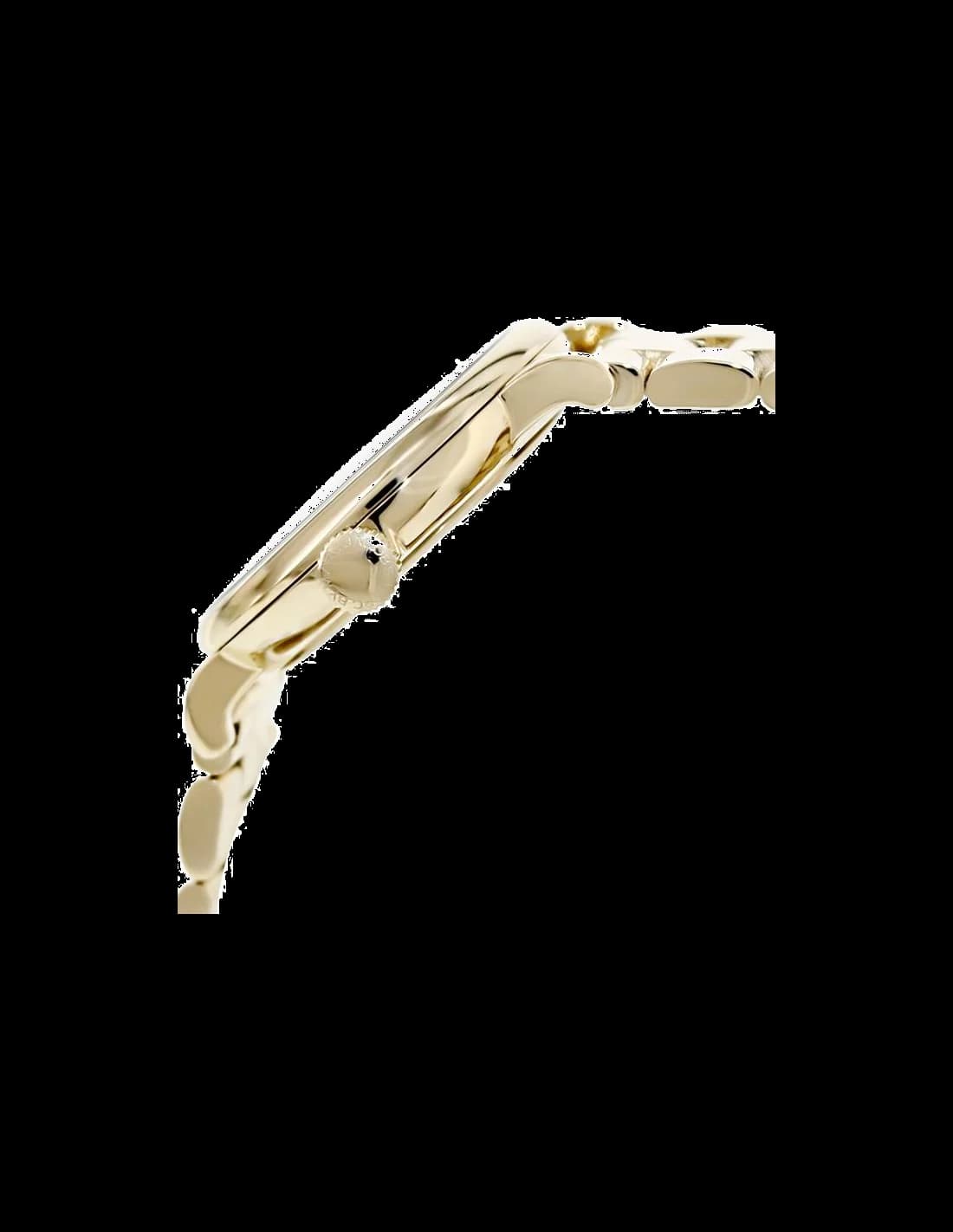 Cadran Marc Jacobs MBM3243 blanc avec index bâtons et aiguilles dorées, date à 3h, design minimaliste