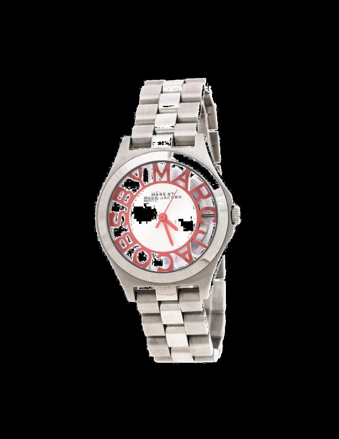 Montre Marc Jacobs MBM3294 au cadran squelette argenté, aiguilles dorées et index bâtons minimalistes