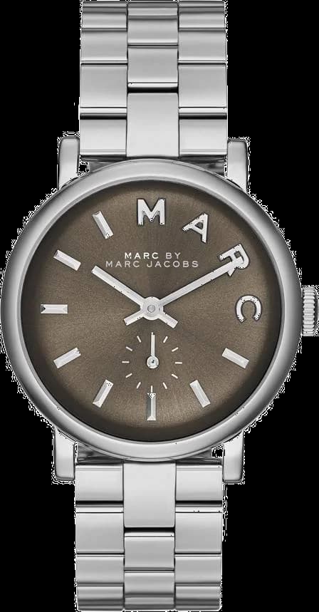 Montre Marc Jacobs MBM3329 au cadran blanc nacré et index dorés, style chic et féminin