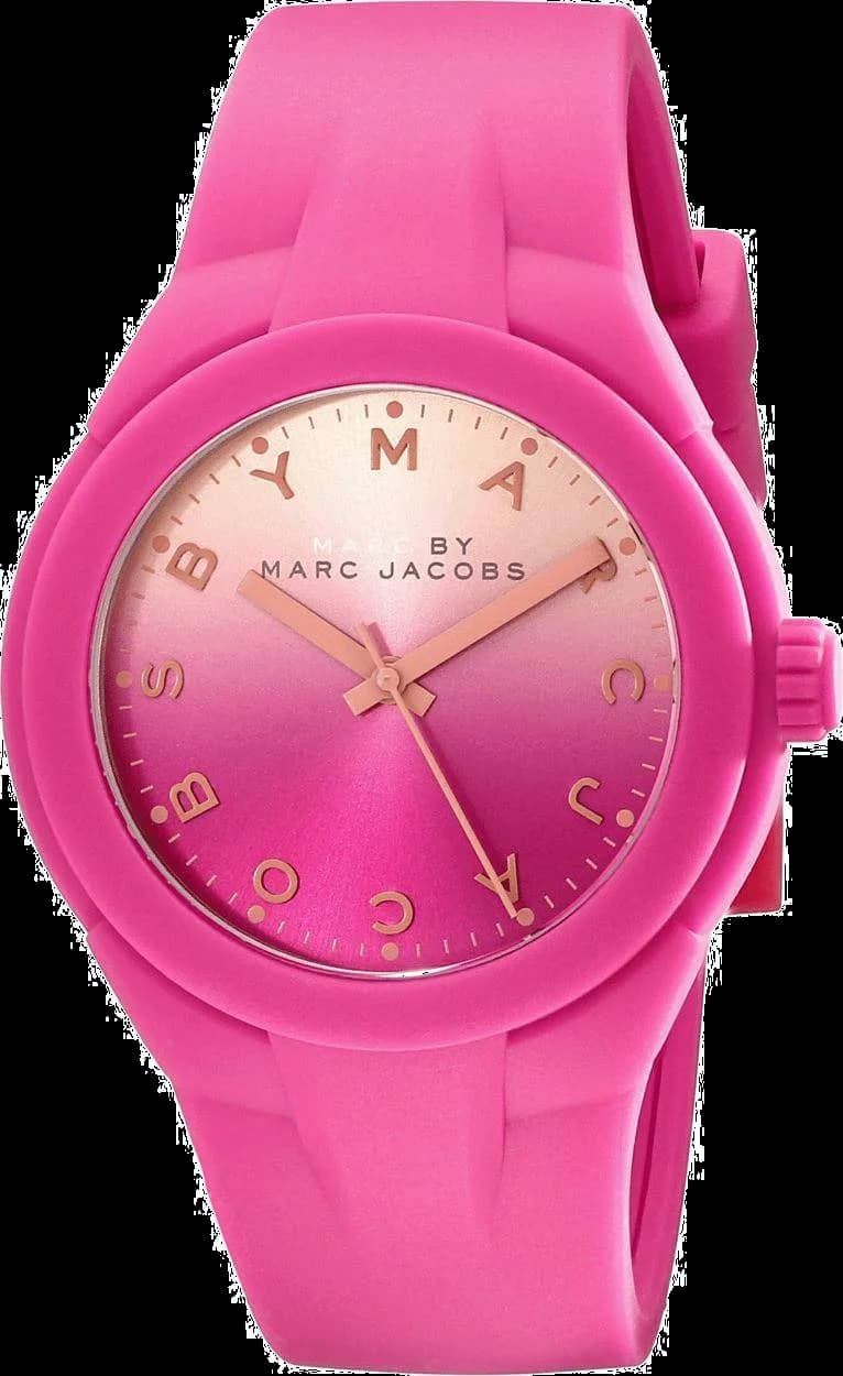 Montre Marc Jacobs MBM5538 au cadran rose soleil et boîtier doré, style chic et féminin