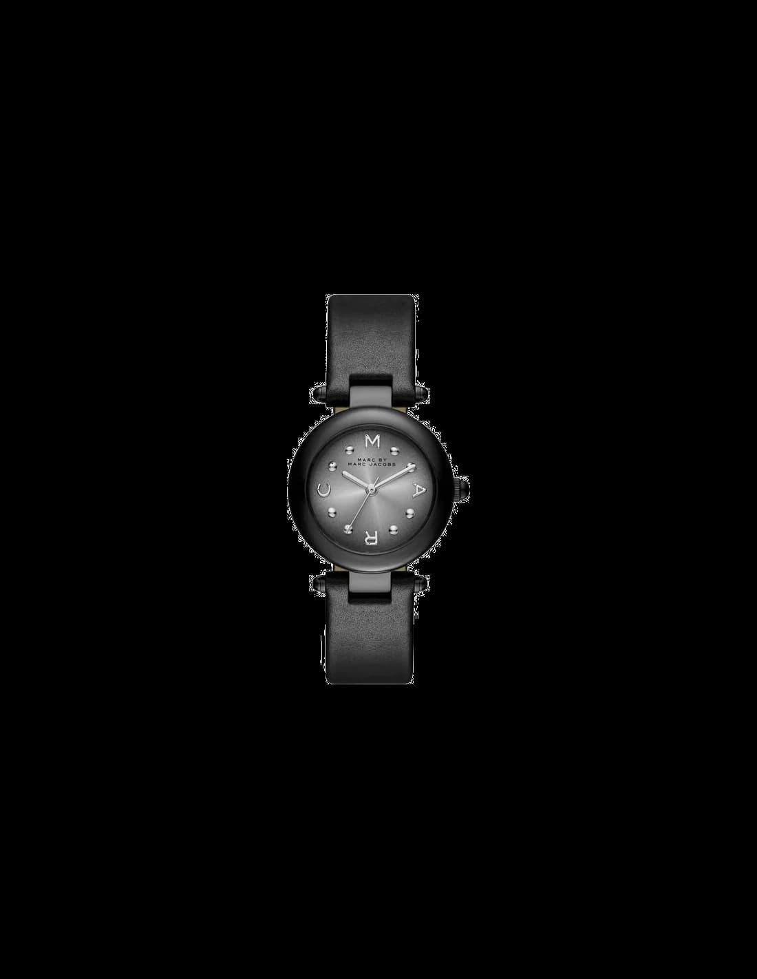 Montre Marc Jacobs MJ1415 noire au cadran orné de points dorés emblématiques, style chic et élégant