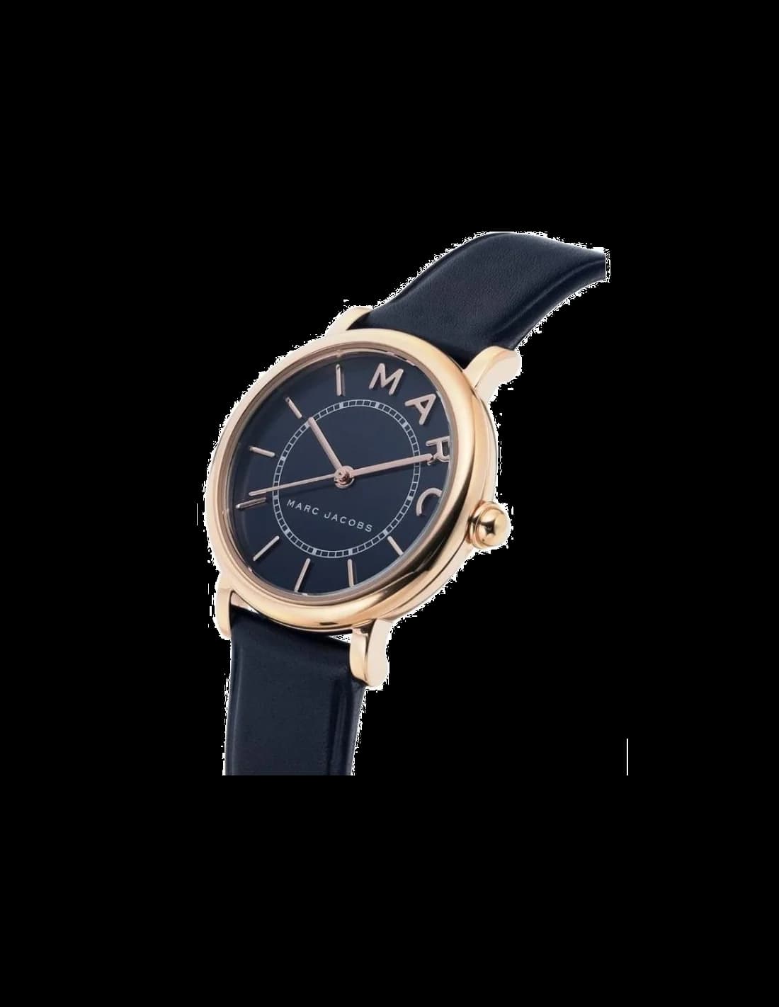 Cadran Marc Jacobs MJ1539 avec index dorés, aiguilles fines et date à 3h