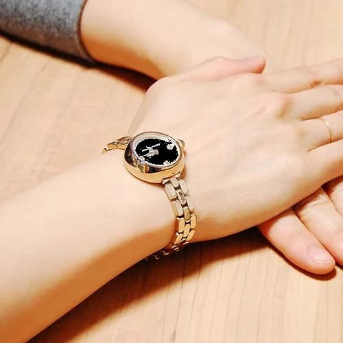 Boîtier Marc Jacobs MJ3459 rond en acier doré jaune 36mm, verre saphir, profil fin