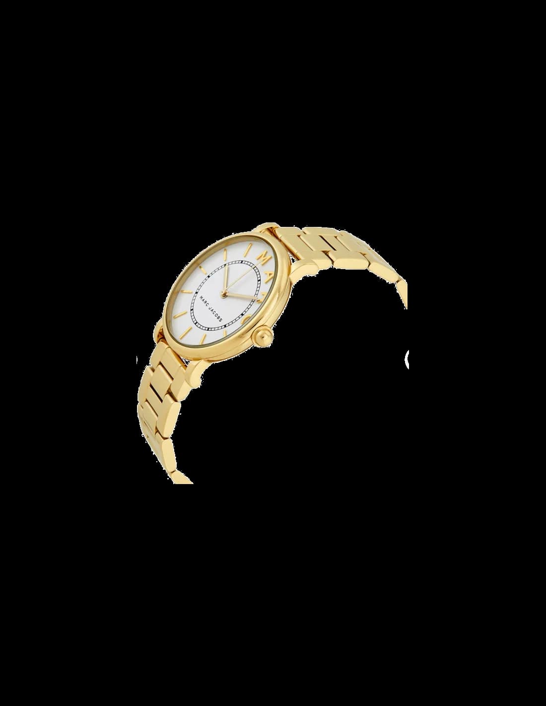 Bracelet Marc Jacobs MJ3522 en acier doré maillé, fermoir déployant, finition brillante