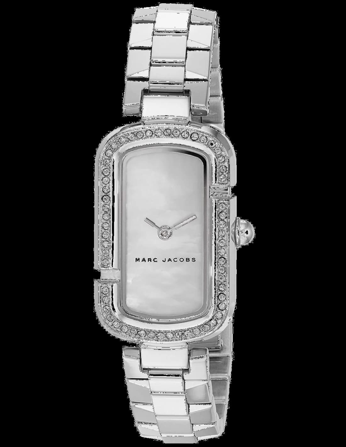 Montre Marc Jacobs MJ3535 au cadran argenté et aiguilles dorées, design épuré et élégant