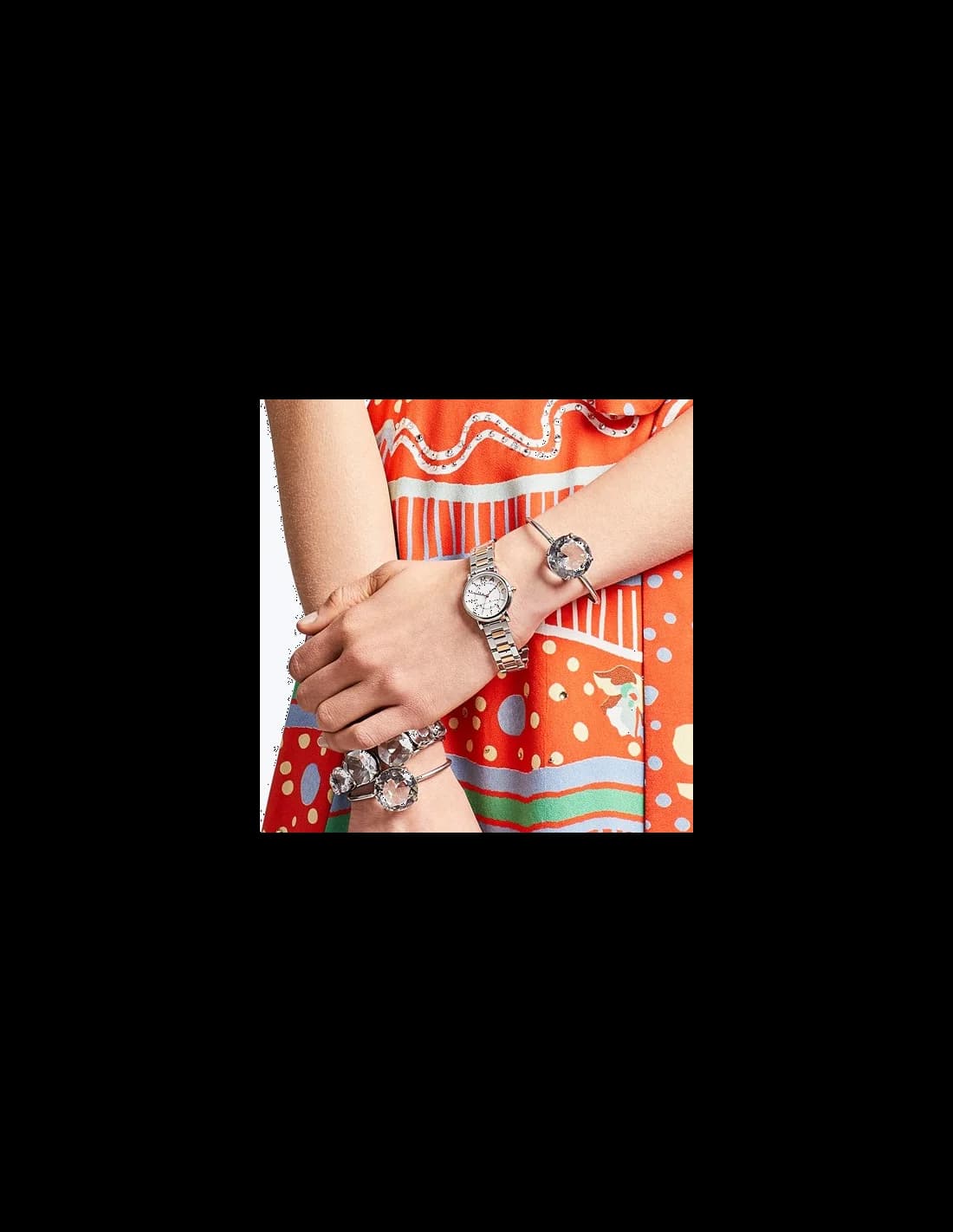 Bracelet Marc Jacobs MJ3553 en acier brossé et or rose PVD, fermoir déployant