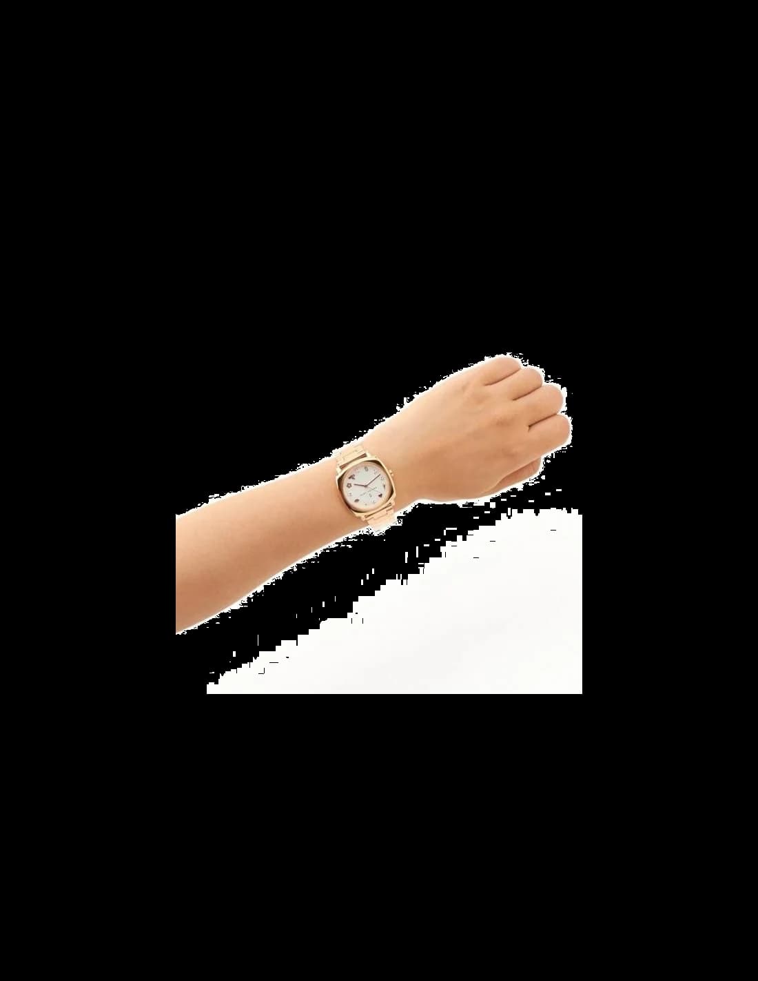 Boîtier Marc Jacobs MJ3574 rond en acier or rose 38mm, lunette lisse polie, verre minéral, étanche 50m, profil fin