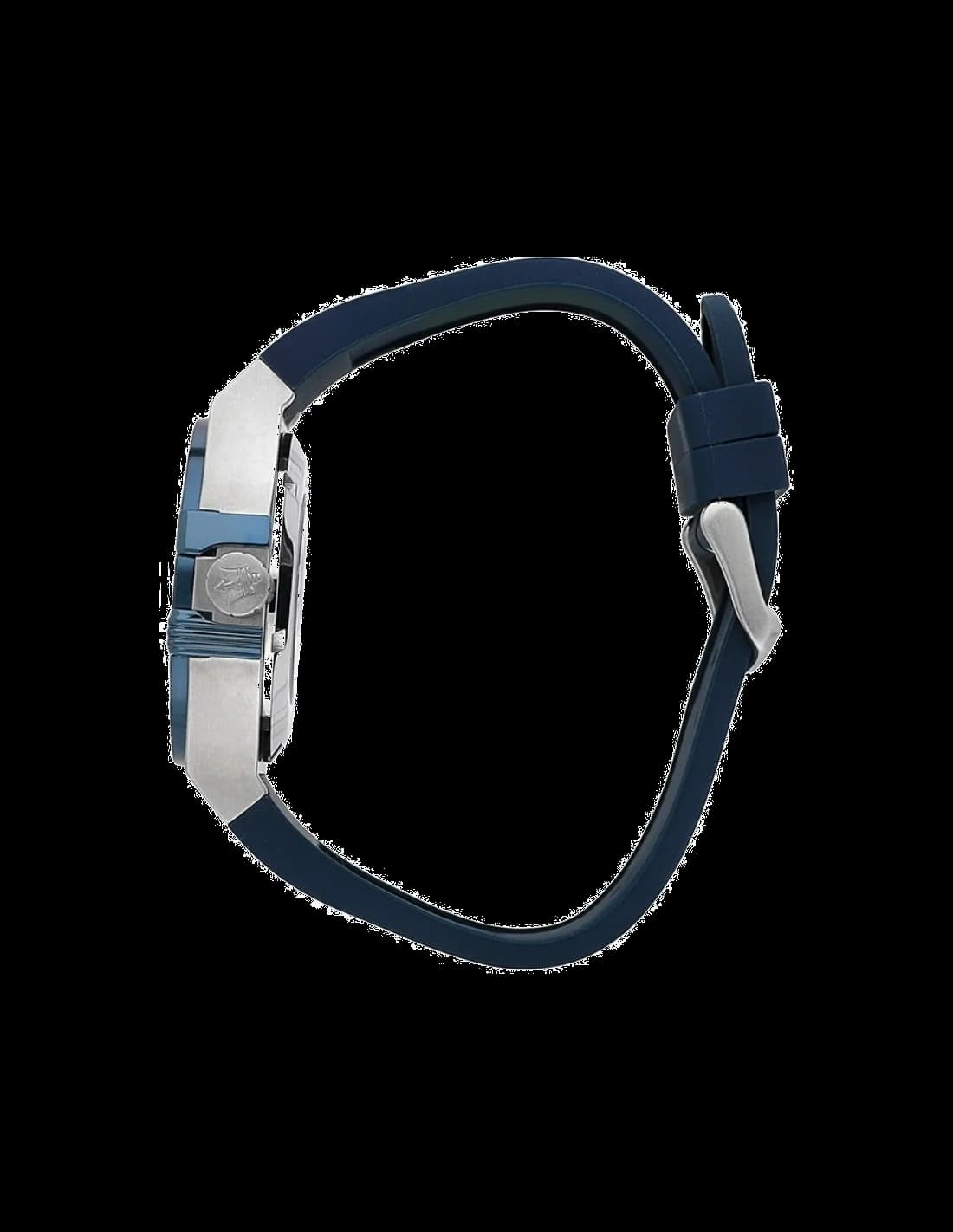 Bracelet Maserati R8821108028 en silicone bleu texturé assorti au cadran, fermoir déployante en acier brossé