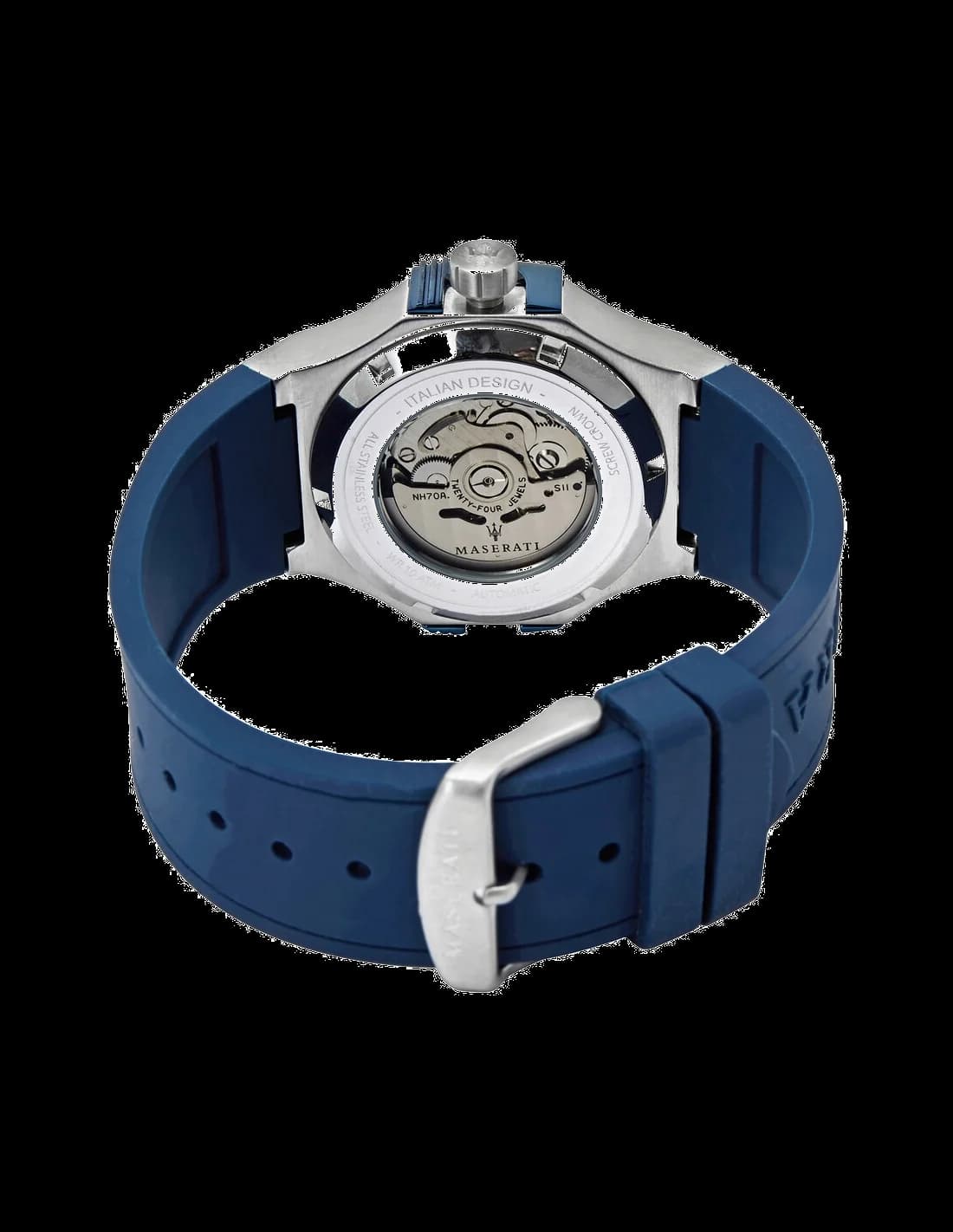 Boîtier Maserati R8821108028 en acier inoxydable 43 mm, lunette fixe polie, profil épais et robuste