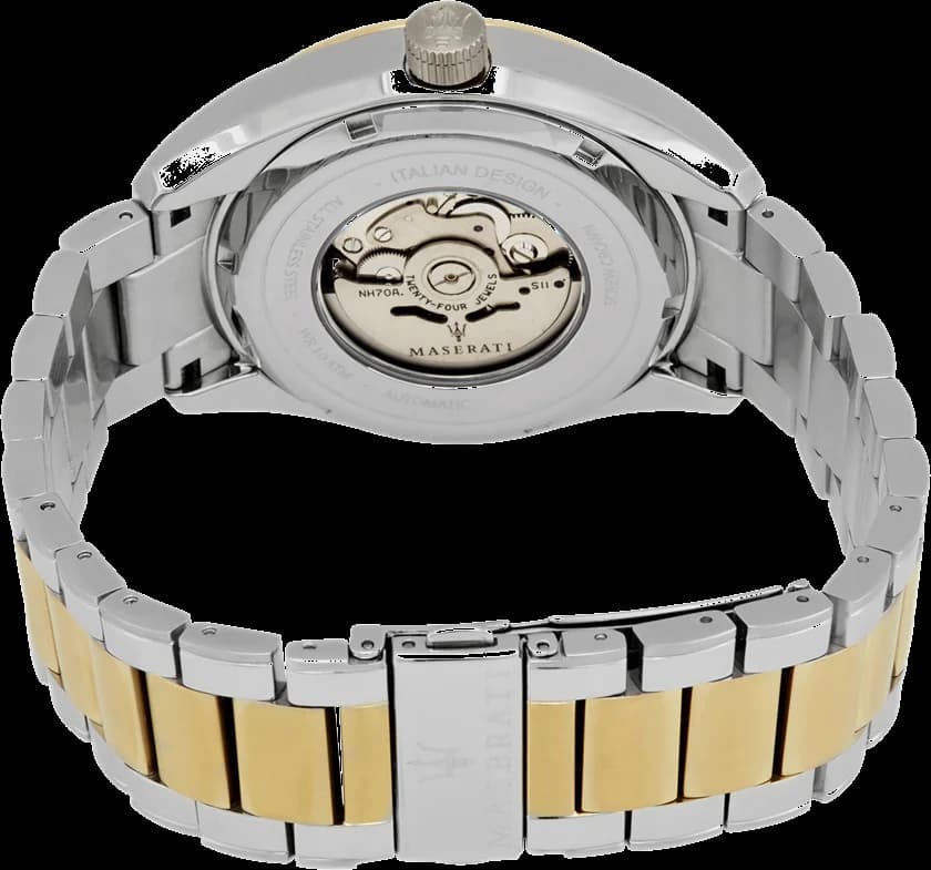 Bracelet Maserati R8823112003 en acier inoxydable bicolore or et acier, maillons alternés, fermoir déployant