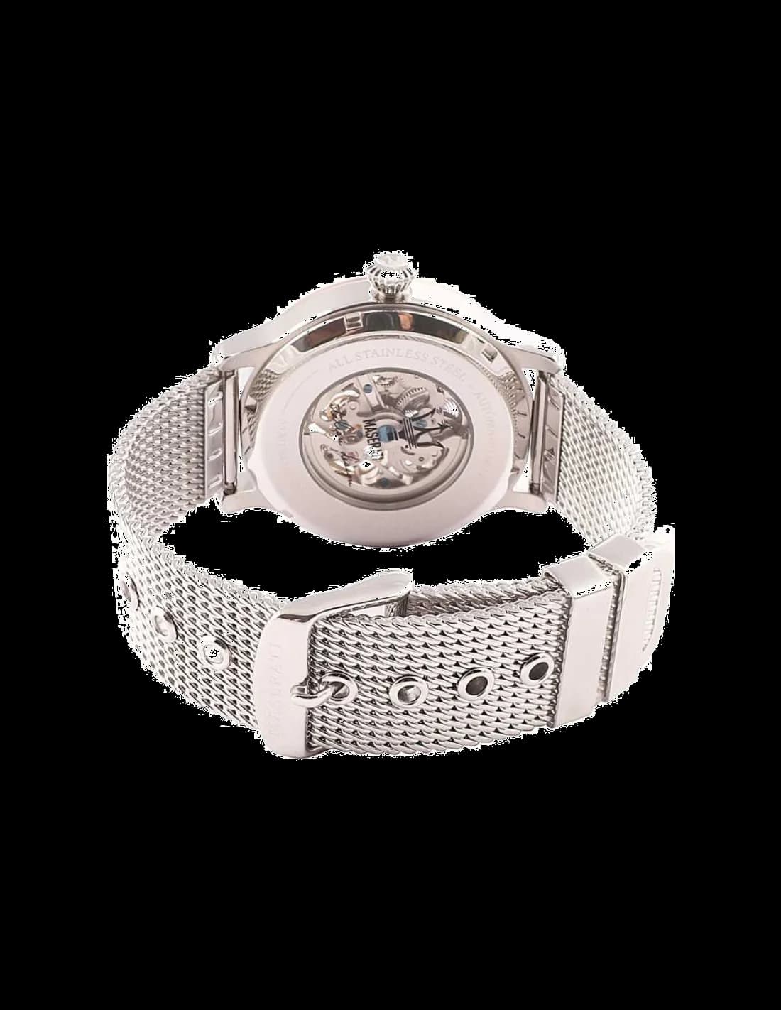 Bracelet Maserati R8823118001 en maille milanaise acier inoxydable, fermoir déployant double sécurité poli