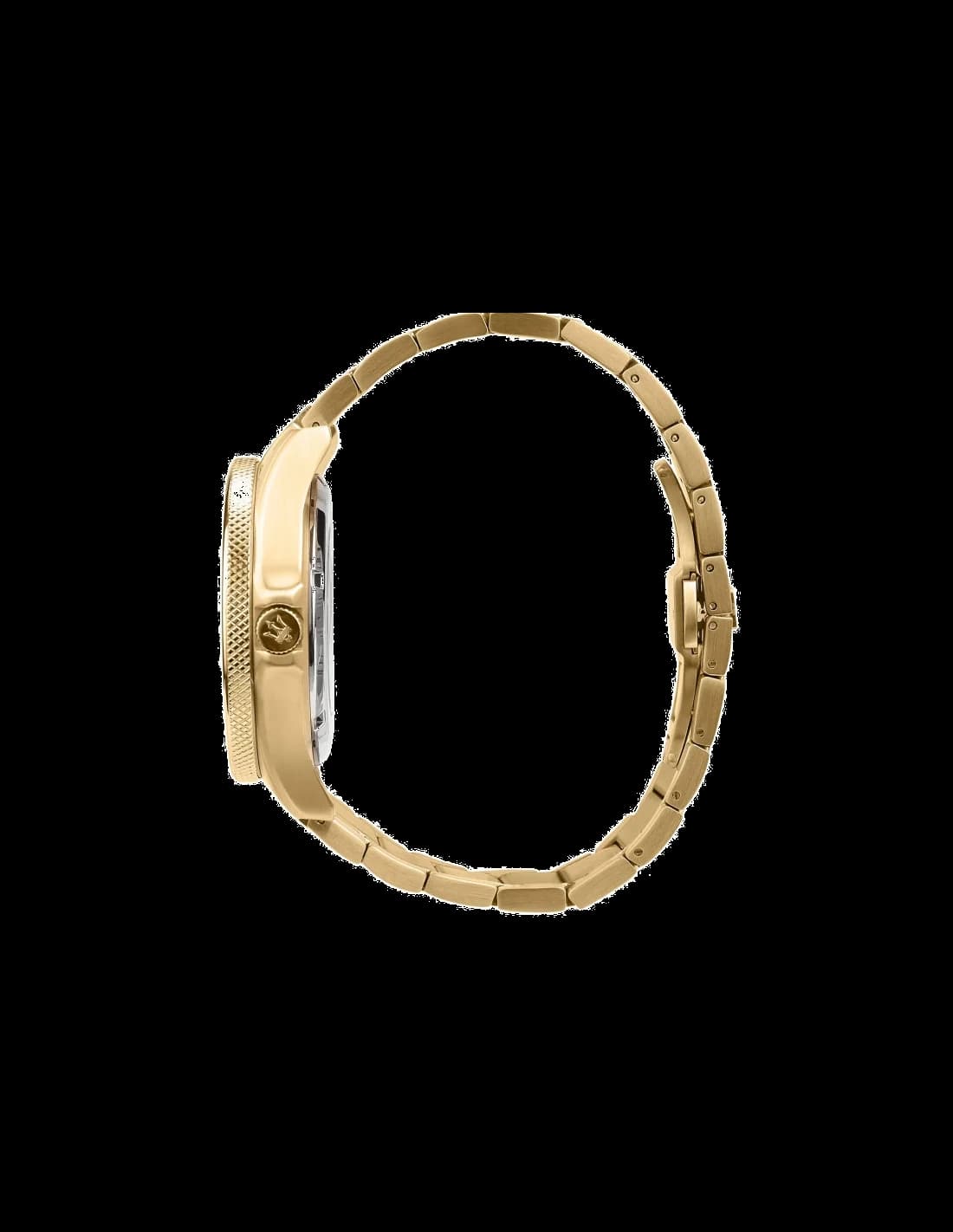 Bracelet Maserati R8823140003 en cuir noir cousu ton sur ton, boucle déployante acier inoxydable