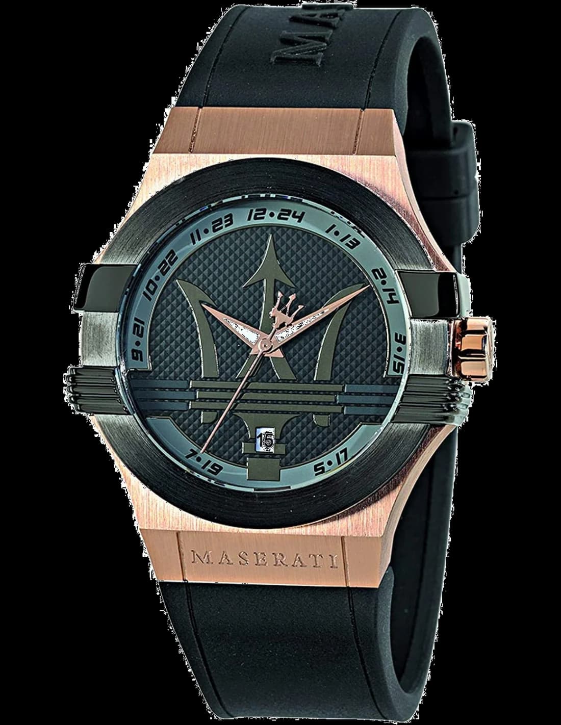 Montre Maserati R8851108002 avec cadran noir et index blancs, style sportif élégant