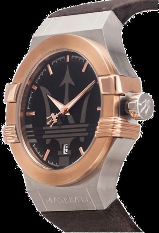Cadran Maserati R8851108014 au cadran noir texturé, compteurs chronographe, date à 3h, aiguilles squelettées