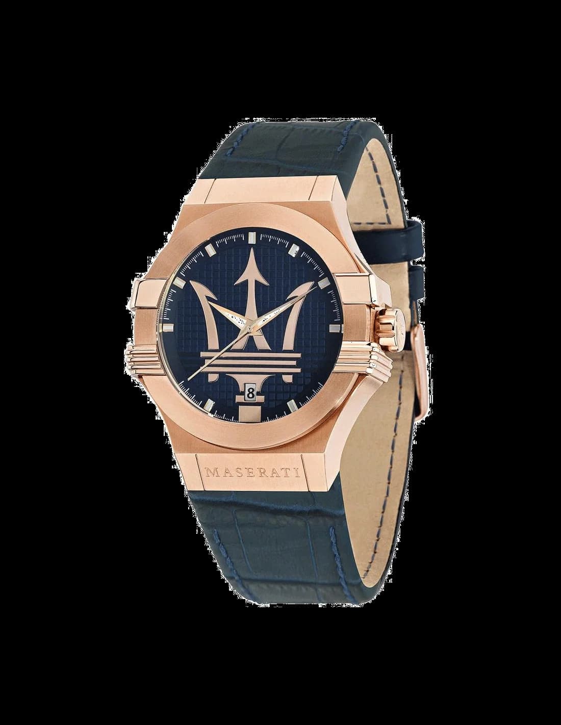 Montre Maserati R8851108027 au cadran bleu soleil avec index appliqués et trotteuse rouge