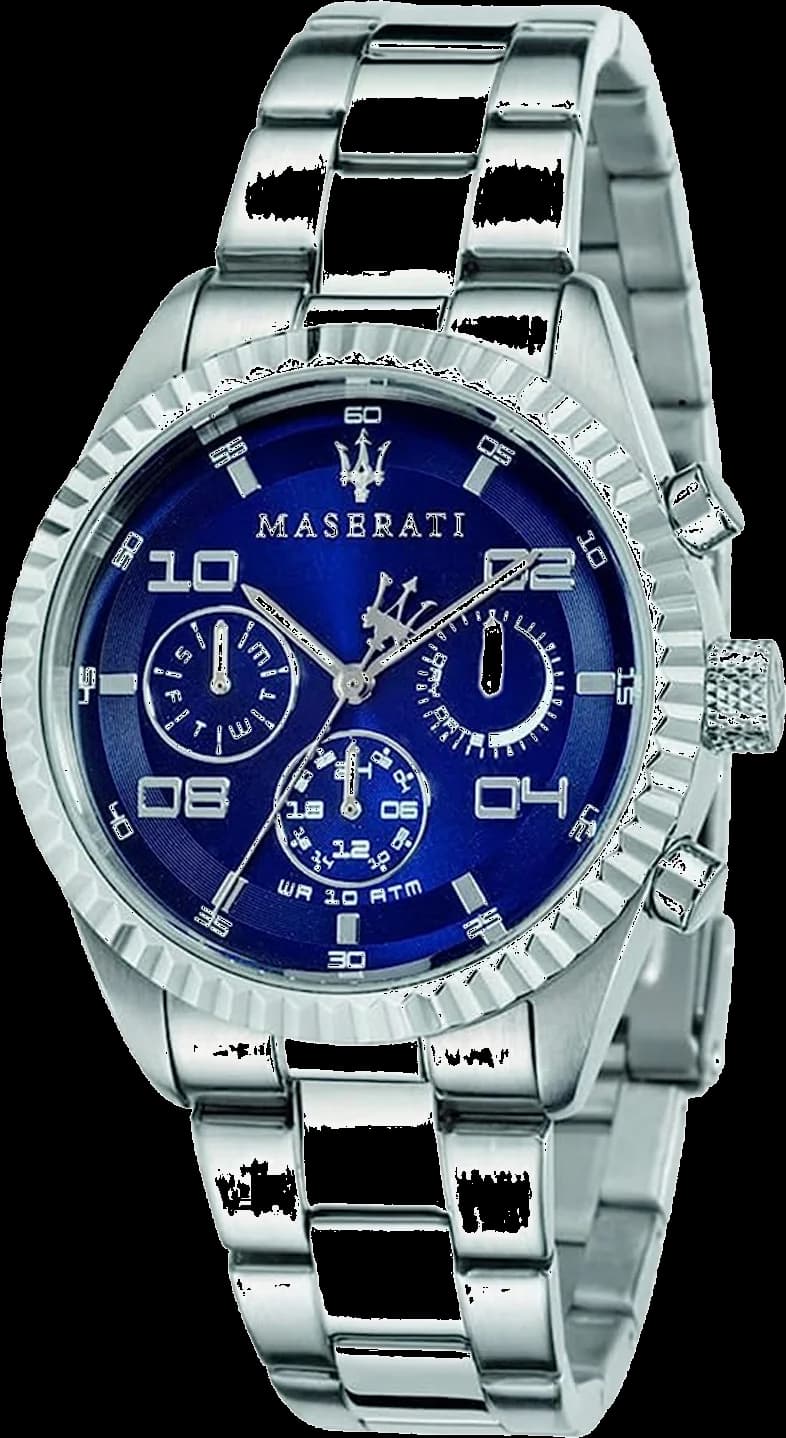Montre Maserati R8853100011 Competizione en acier avec cadran bleu soleil et index appliques